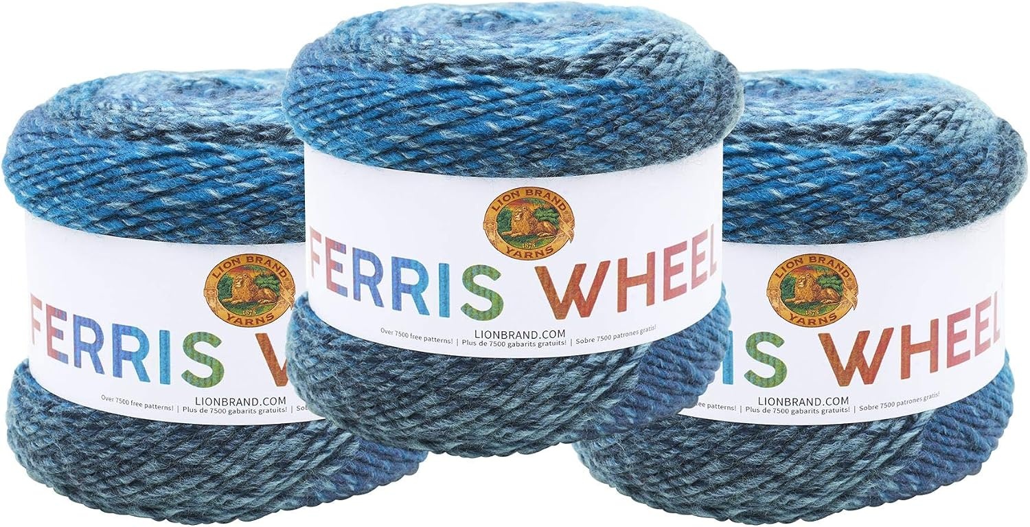 image:imageLion Brand Yarn Ferris Wheel Yarn Roving Multicolor Yarn for Knitting Crocheting and Crafts 3 Pack ButtercupFull Moon