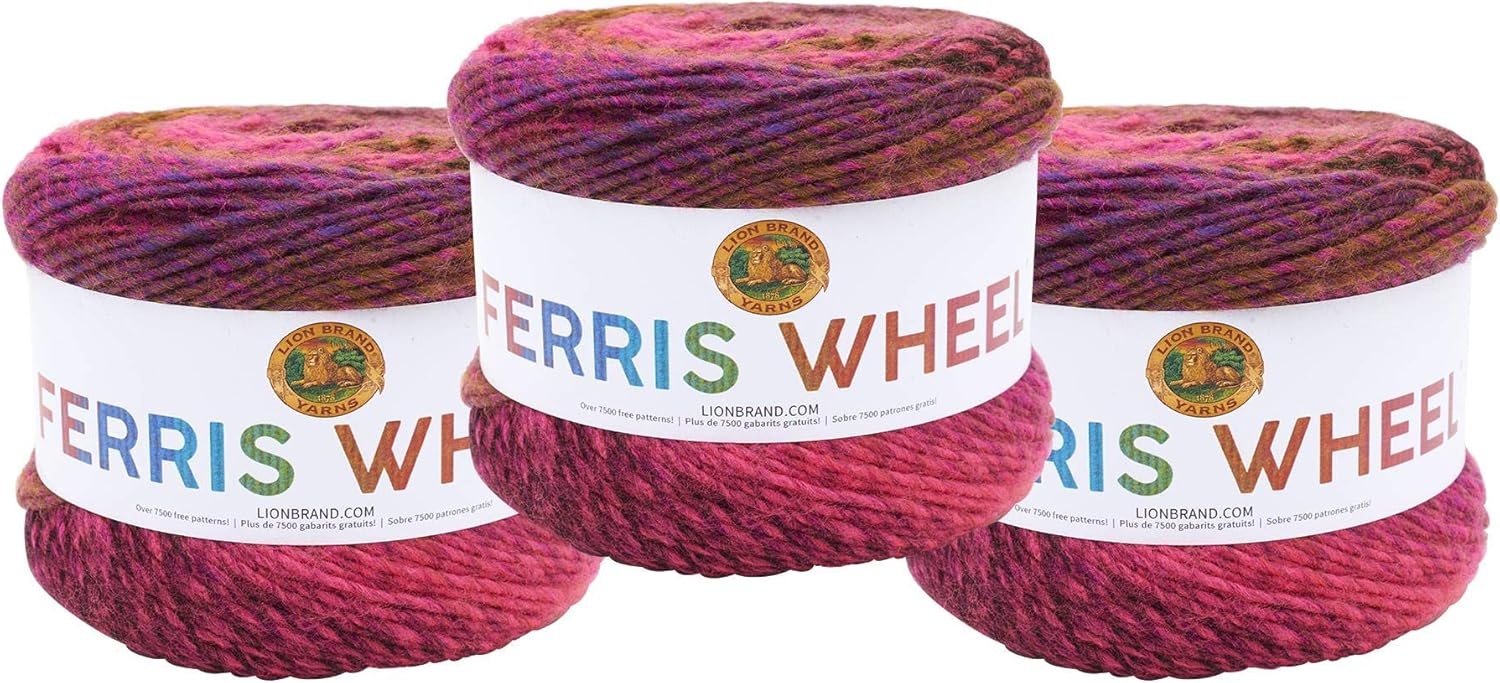 image:imageLion Brand Yarn Ferris Wheel Yarn Roving Multicolor Yarn for Knitting Crocheting and Crafts 3 Pack ButtercupPink Marmalade