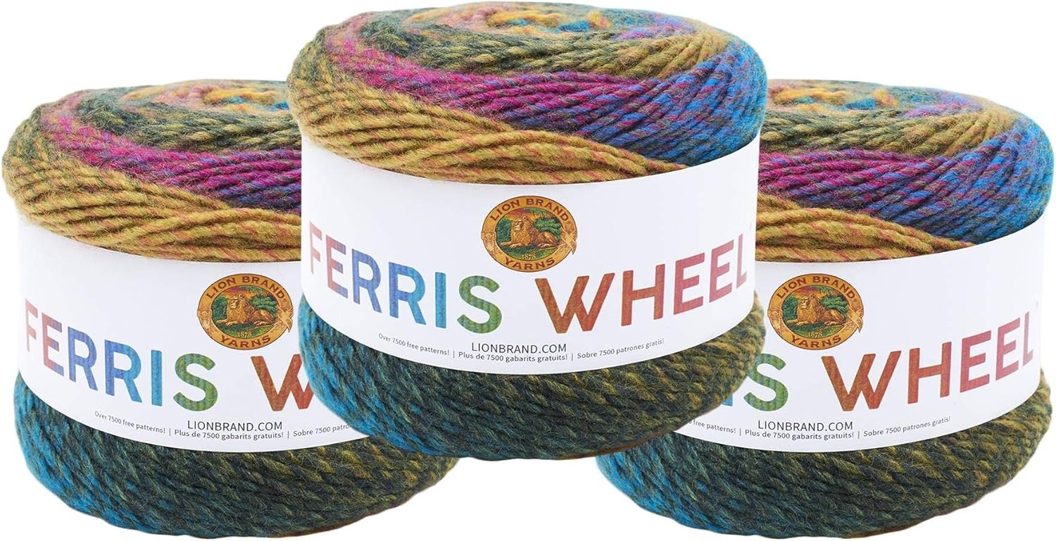 image:imageLion Brand Yarn Ferris Wheel Yarn Roving Multicolor Yarn for Knitting Crocheting and Crafts 3 Pack ButtercupSummer Day