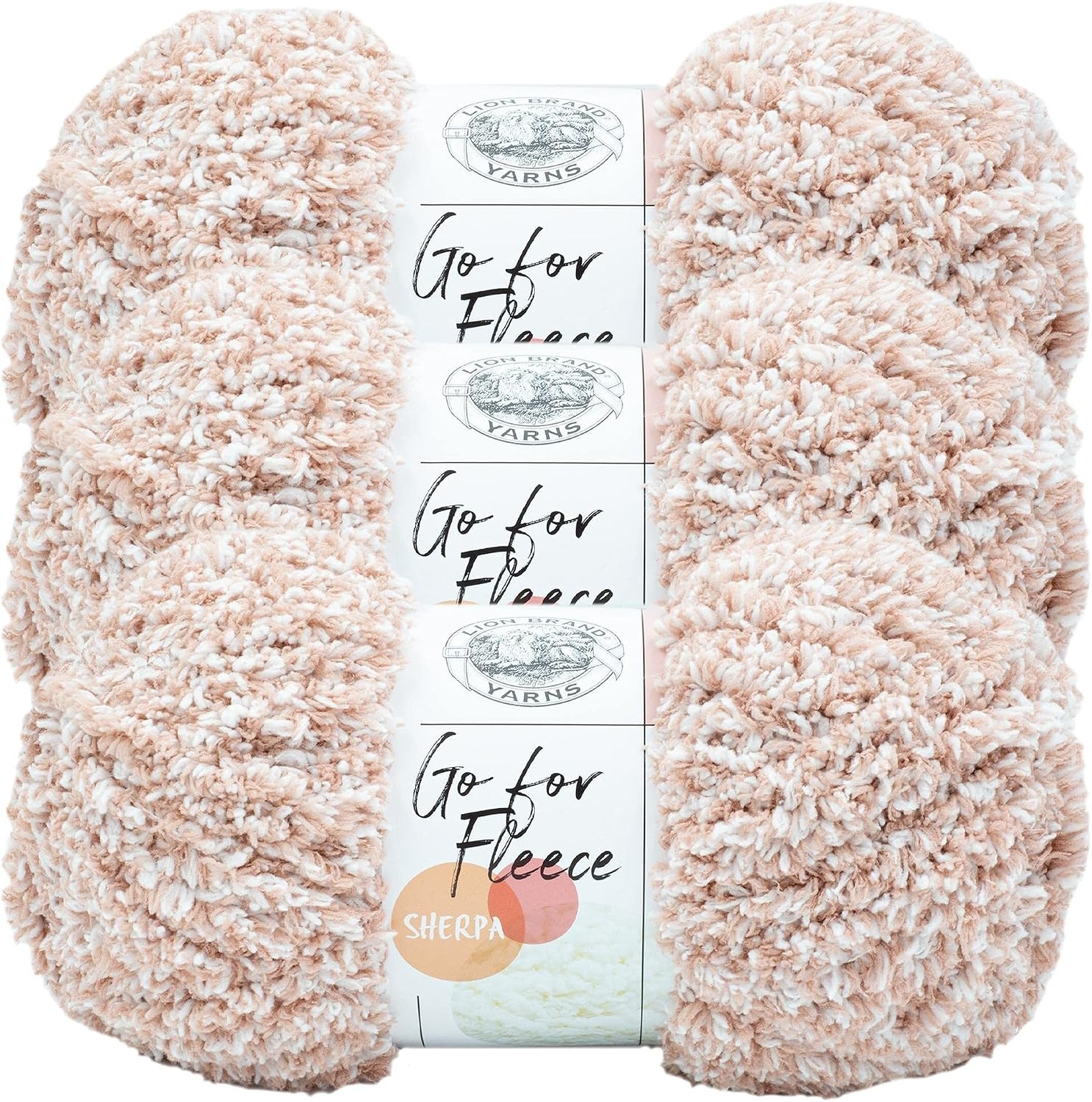 image:imageLion Brand Yarn Go for Fleece Sherpa Jumbo Yarn for Knitting Crochet and Crafts Clay 3 Pack Soft Fiber for Cozy Blankets Plush Hoodies and Fluffy Stuffed AnimalsBlush
