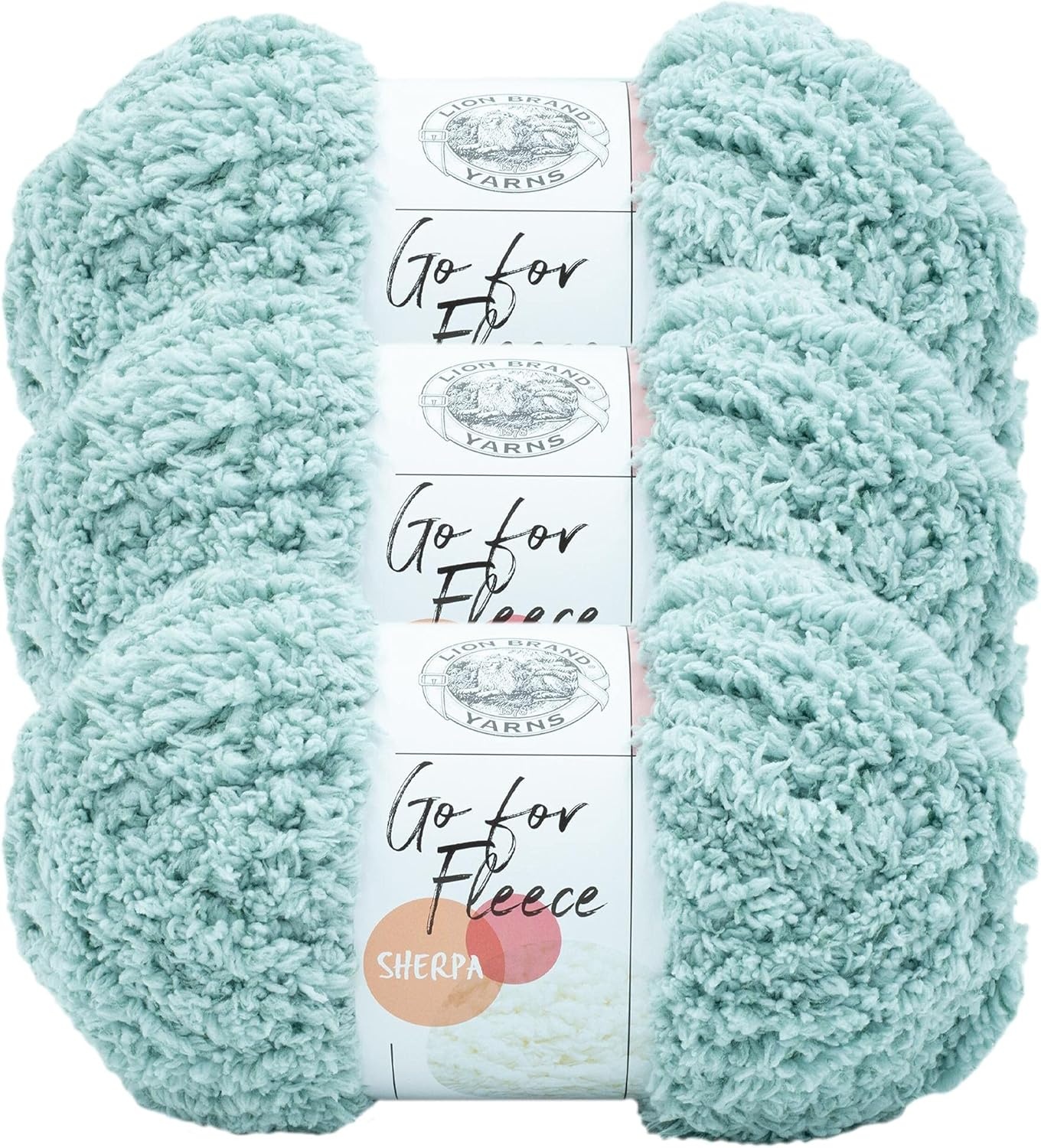 image:imageLion Brand Yarn Go for Fleece Sherpa Jumbo Yarn for Knitting Crochet and Crafts Clay 3 Pack Soft Fiber for Cozy Blankets Plush Hoodies and Fluffy Stuffed AnimalsSeafoam