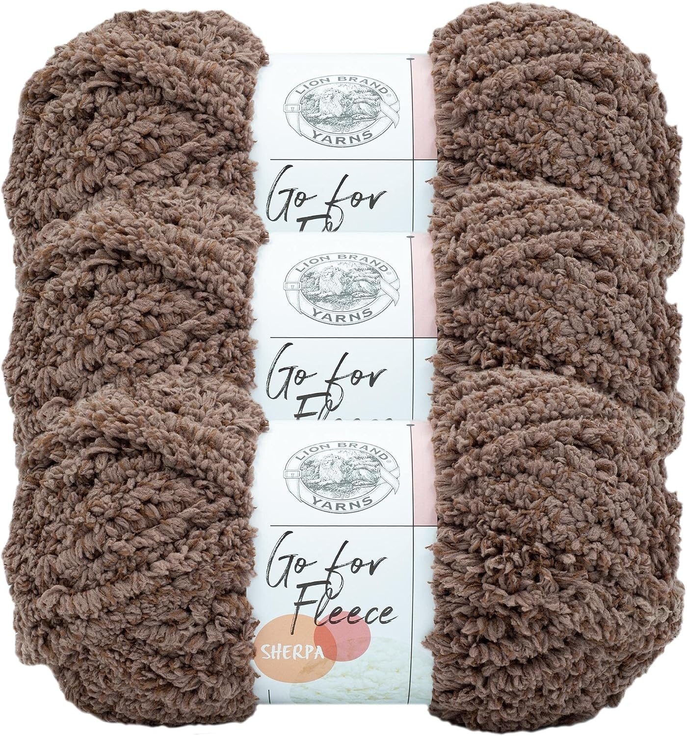 image:imageLion Brand Yarn Go for Fleece Sherpa Jumbo Yarn for Knitting Crochet and Crafts Clay 3 Pack Soft Fiber for Cozy Blankets Plush Hoodies and Fluffy Stuffed AnimalsClay