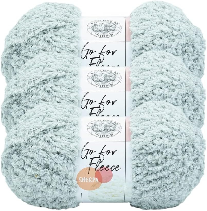 image:imageLion Brand Yarn Go for Fleece Sherpa Jumbo Yarn for Knitting Crochet and Crafts Clay 3 Pack Soft Fiber for Cozy Blankets Plush Hoodies and Fluffy Stuffed AnimalsPearl Grey