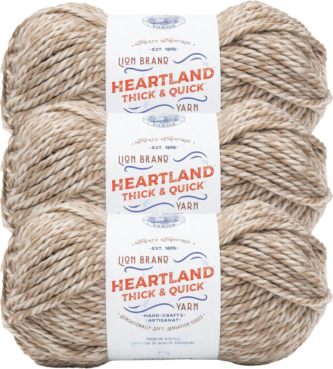 image:imageLion Brand Yarn Heartland Thick amp Quick Bulky Heathered Yarn for Knitting and Crochet Lincoln 3 PackBalboa