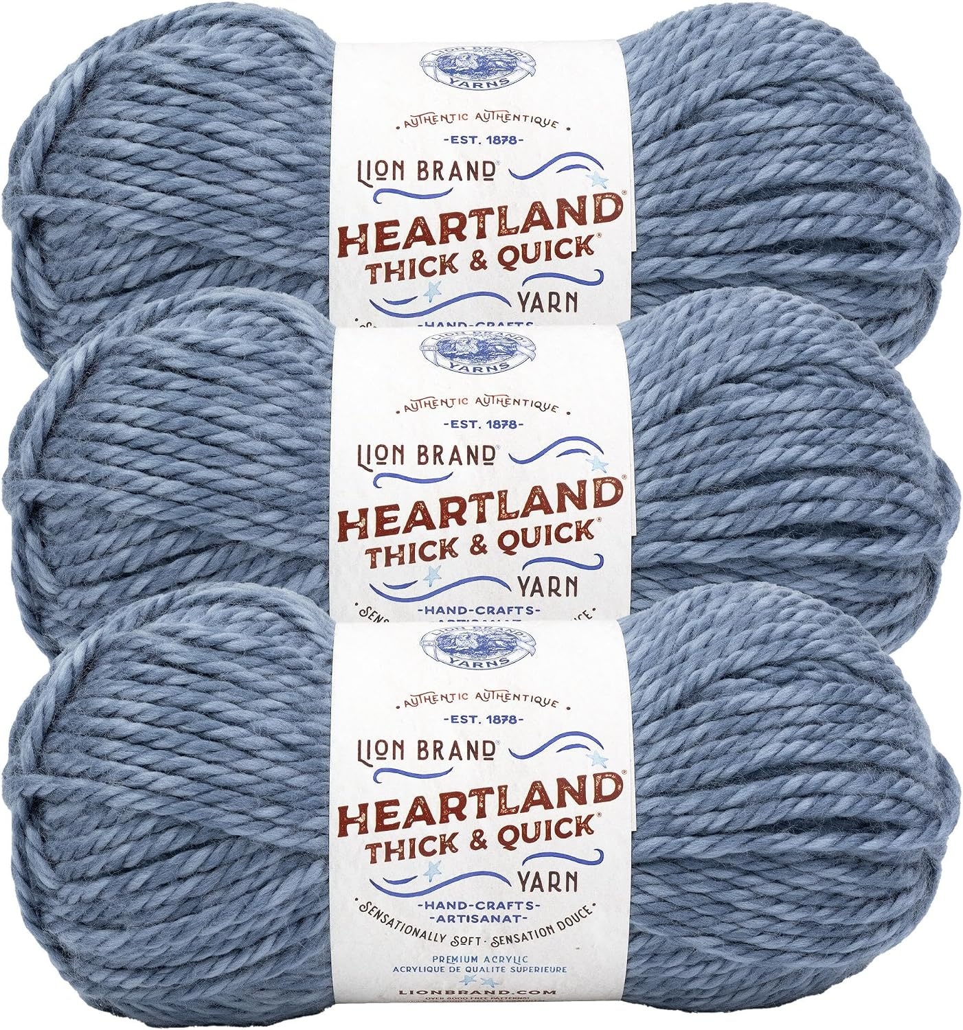 image:imageLion Brand Yarn Heartland Thick amp Quick Bulky Heathered Yarn for Knitting and Crochet Lincoln 3 PackBelle Isle