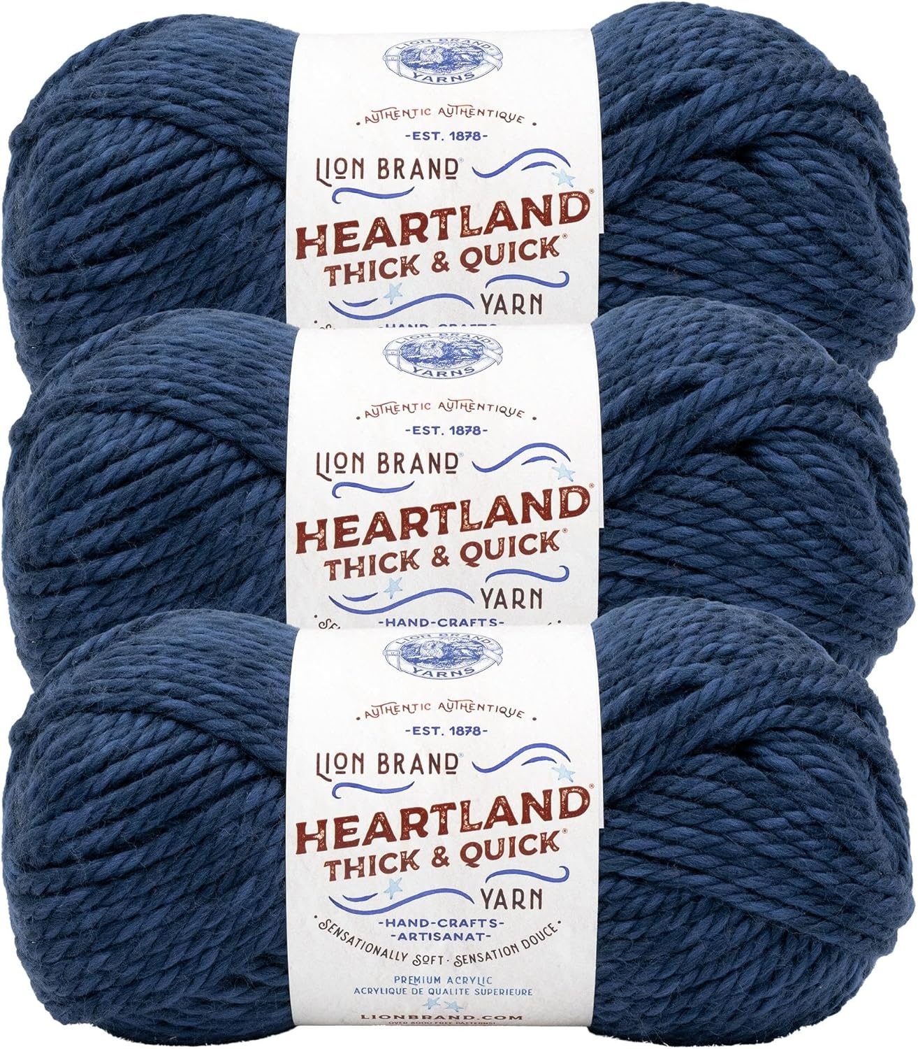 image:imageLion Brand Yarn Heartland Thick amp Quick Bulky Heathered Yarn for Knitting and Crochet Lincoln 3 PackBoston Common