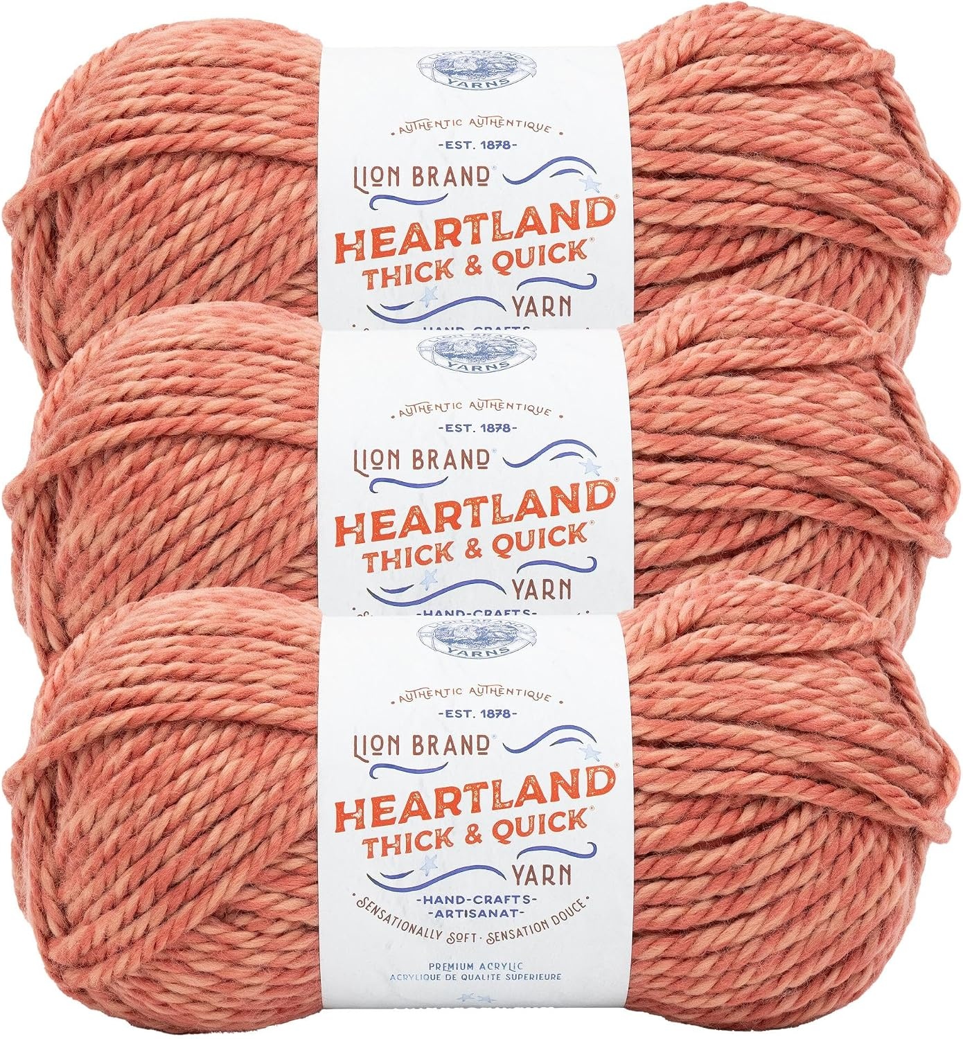 image:imageLion Brand Yarn Heartland Thick amp Quick Bulky Heathered Yarn for Knitting and Crochet Lincoln 3 PackFairmount
