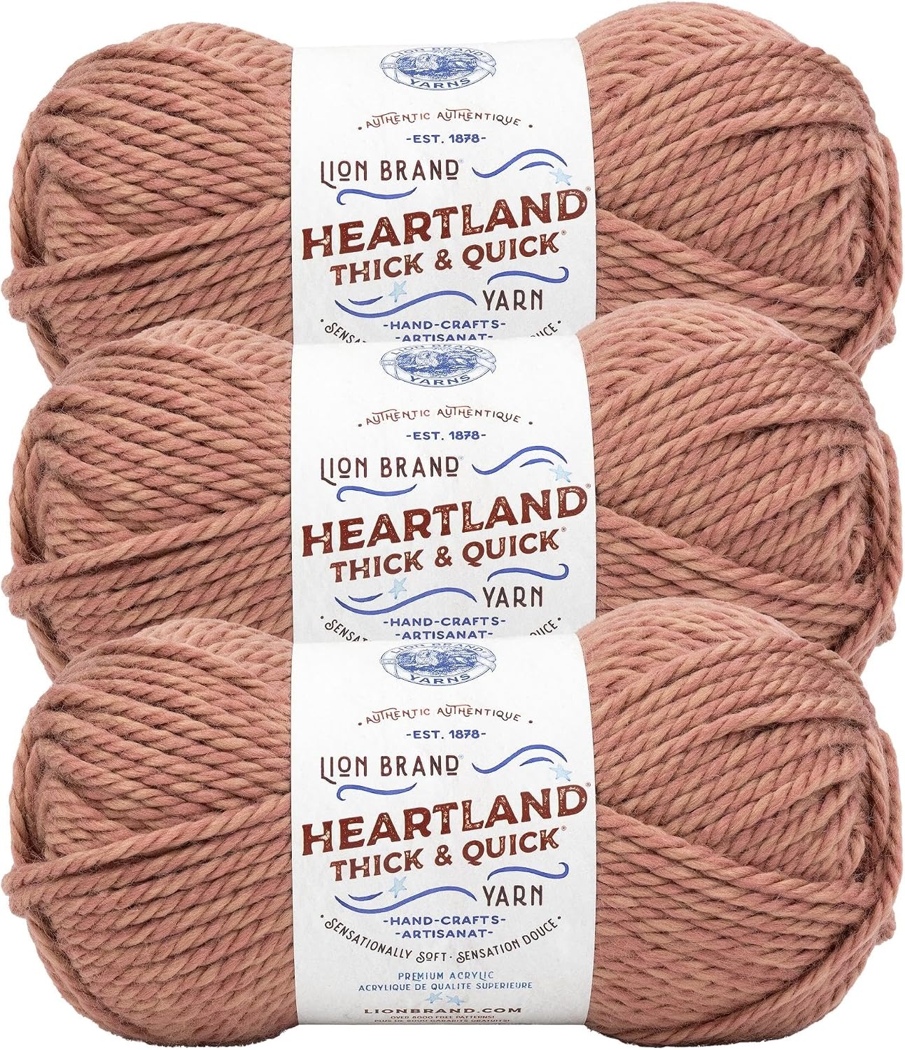 image:imageLion Brand Yarn Heartland Thick amp Quick Bulky Heathered Yarn for Knitting and Crochet Lincoln 3 PackGas Works