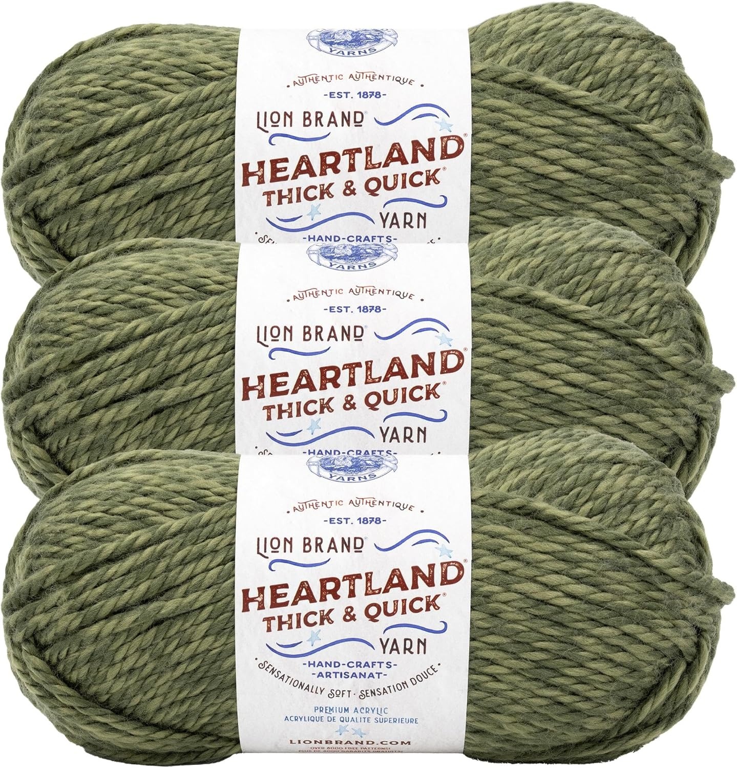 image:imageLion Brand Yarn Heartland Thick amp Quick Bulky Heathered Yarn for Knitting and Crochet Lincoln 3 PackGriffith