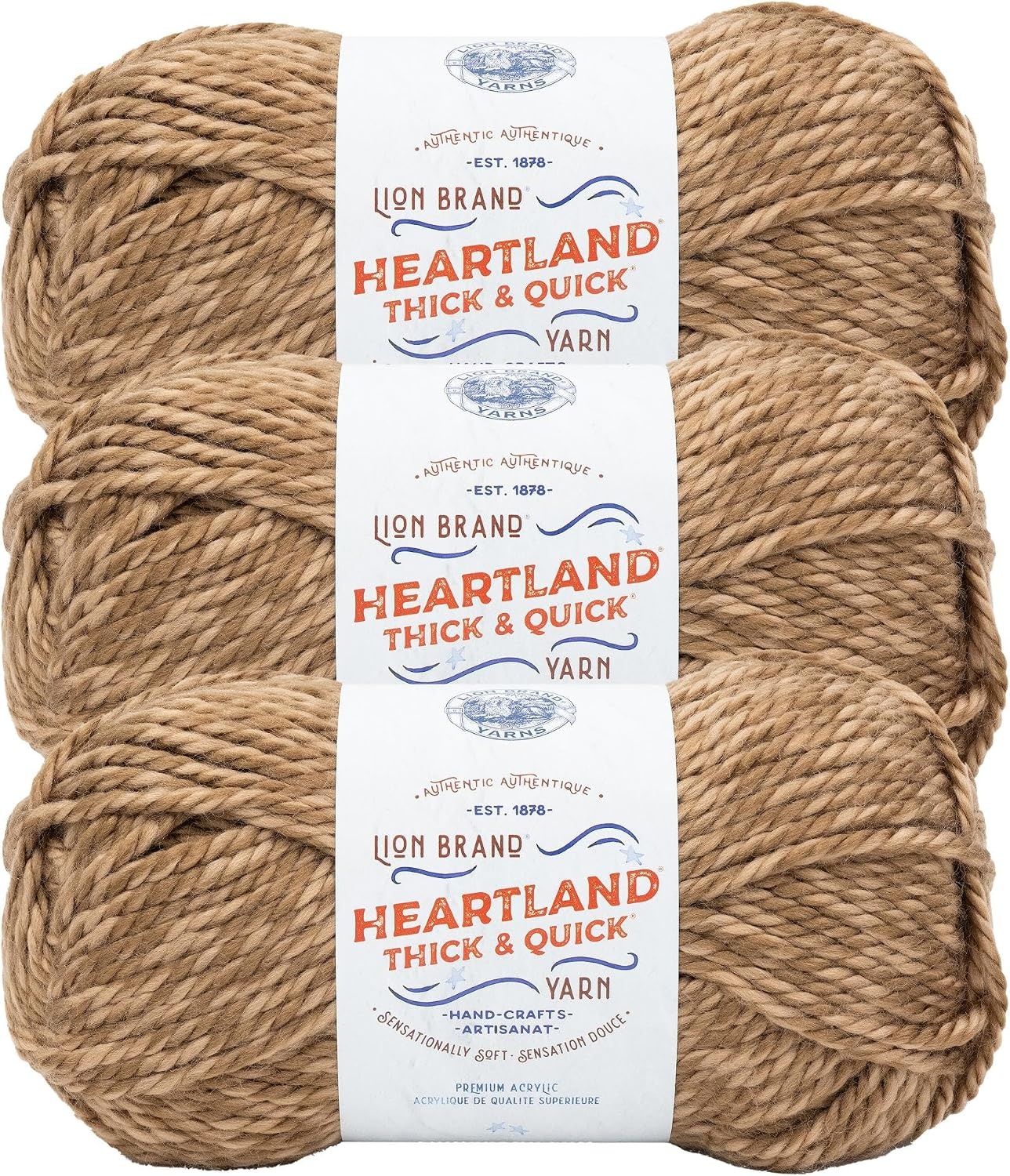 image:imageLion Brand Yarn Heartland Thick amp Quick Bulky Heathered Yarn for Knitting and Crochet Lincoln 3 PackLincoln