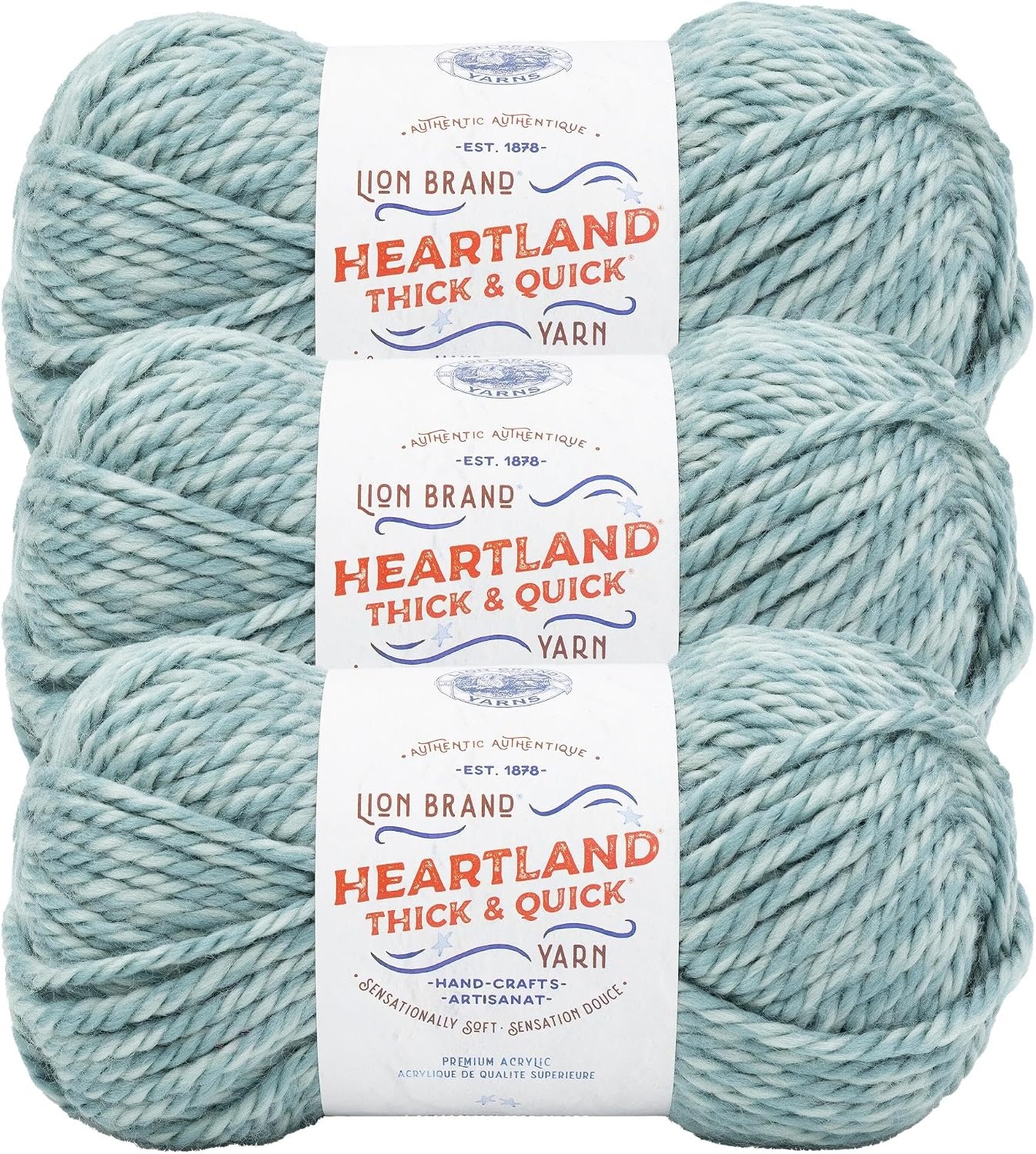 image:imageLion Brand Yarn Heartland Thick amp Quick Bulky Heathered Yarn for Knitting and Crochet Lincoln 3 PackPiedmont