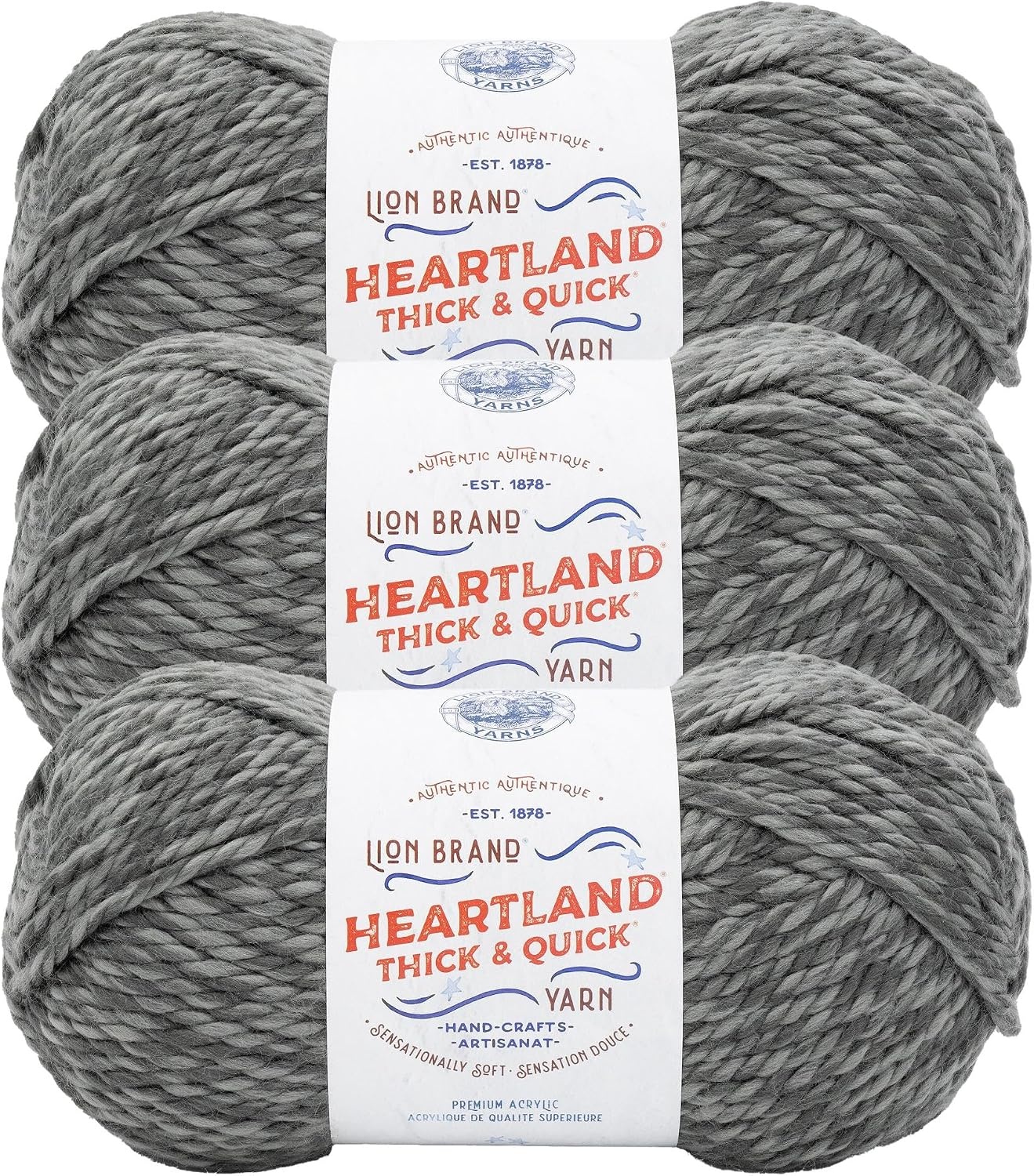 image:imageLion Brand Yarn Heartland Thick amp Quick Bulky Heathered Yarn for Knitting and Crochet Lincoln 3 PackProspect