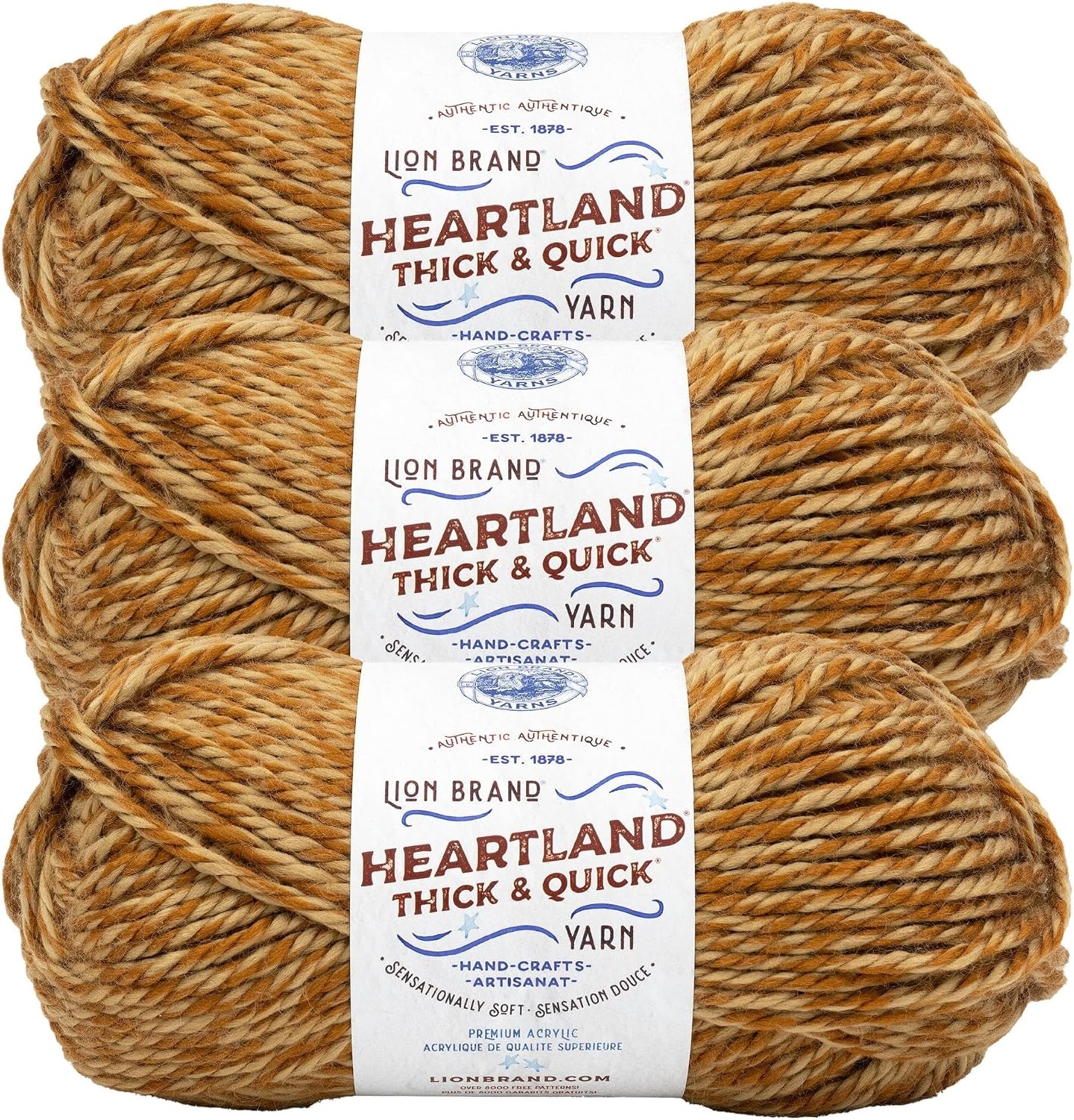 image:imageLion Brand Yarn Heartland Thick amp Quick Bulky Heathered Yarn for Knitting and Crochet Lincoln 3 PackZilker