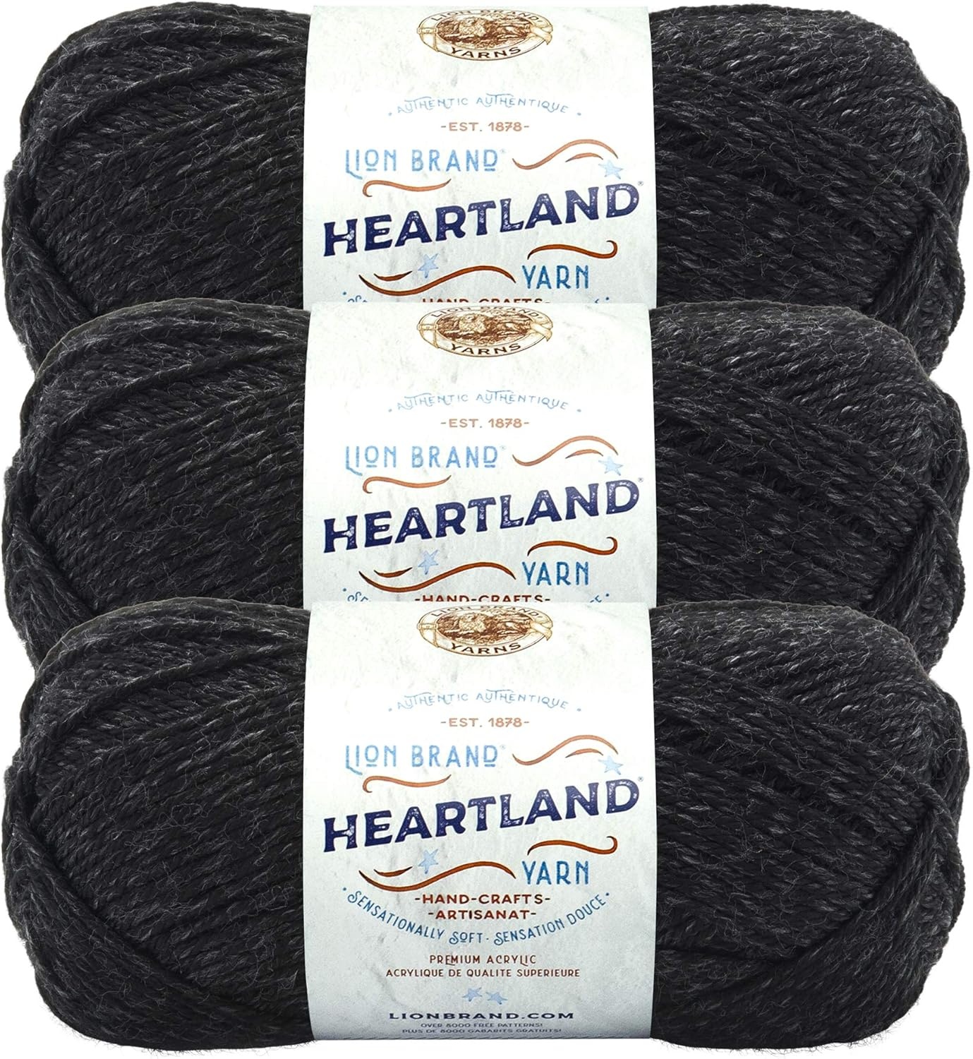 image:imageLion Brand Yarn Heartland Yarn WorstedWeight Yarn for Knitting Crocheting and Crafting 1 Pack Channel IslandsBlack Canyon