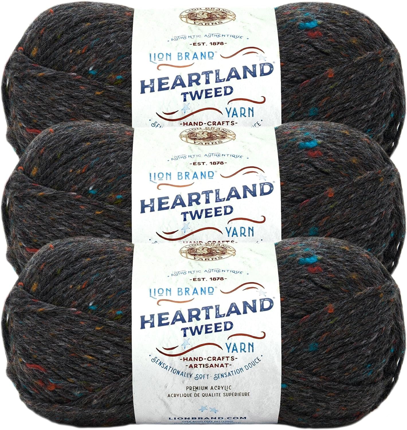 image:imageLion Brand Yarn Heartland Yarn WorstedWeight Yarn for Knitting Crocheting and Crafting 1 Pack Channel IslandsBlack Canyon Tweed