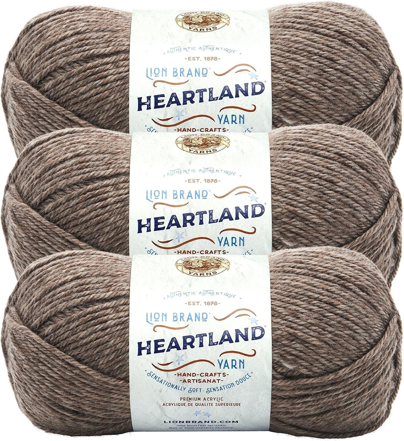 image:imageLion Brand Yarn Heartland Yarn WorstedWeight Yarn for Knitting Crocheting and Crafting 1 Pack Channel IslandsMammoth Cave