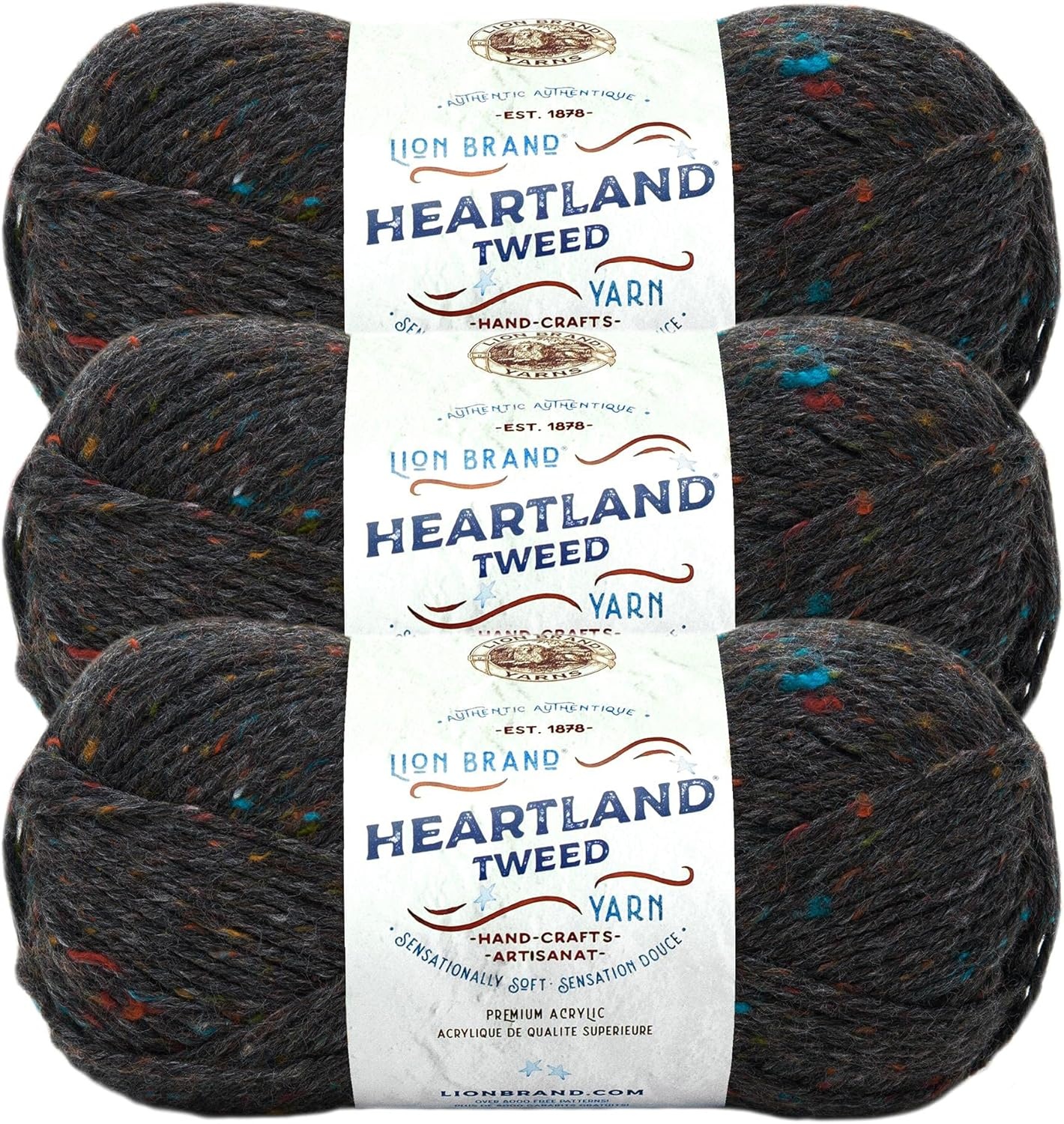 image:imageLion Brand Yarn Heartland Yarn WorstedWeight Yarn for Knitting Crocheting and Crafting 1 Pack North CascadesBlack Canyon Tweed