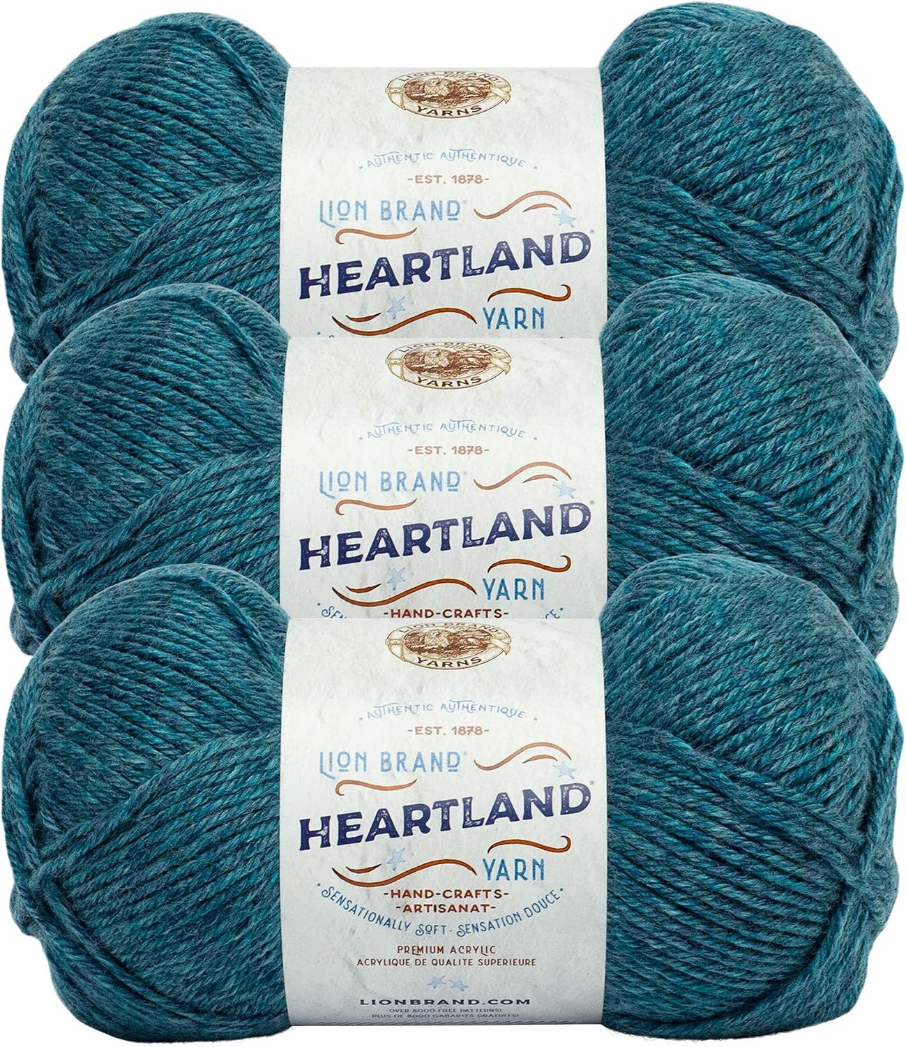 image:imageLion Brand Yarn Heartland Yarn WorstedWeight Yarn for Knitting Crocheting and Crafting 1 Pack North CascadesGlacier Bay