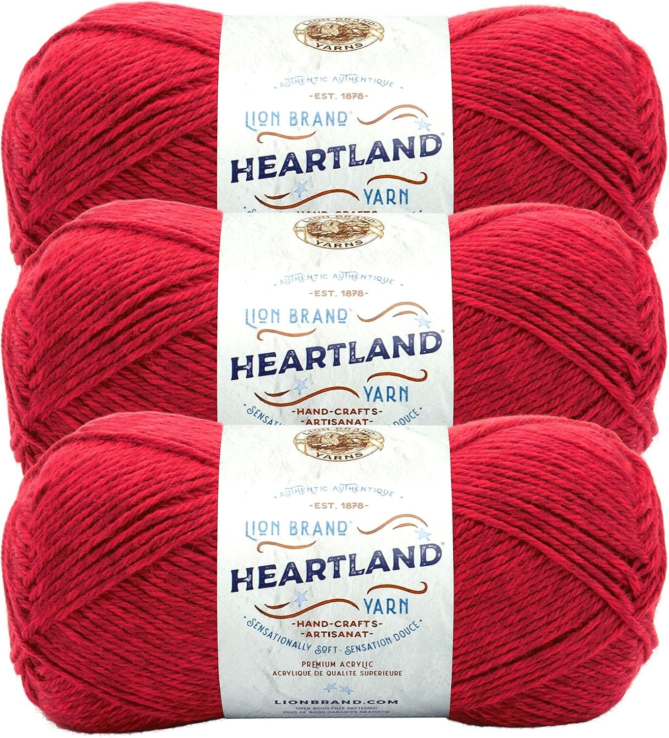 image:imageLion Brand Yarn Heartland Yarn WorstedWeight Yarn for Knitting Crocheting and Crafting 3 Pack AcadiaRedwood