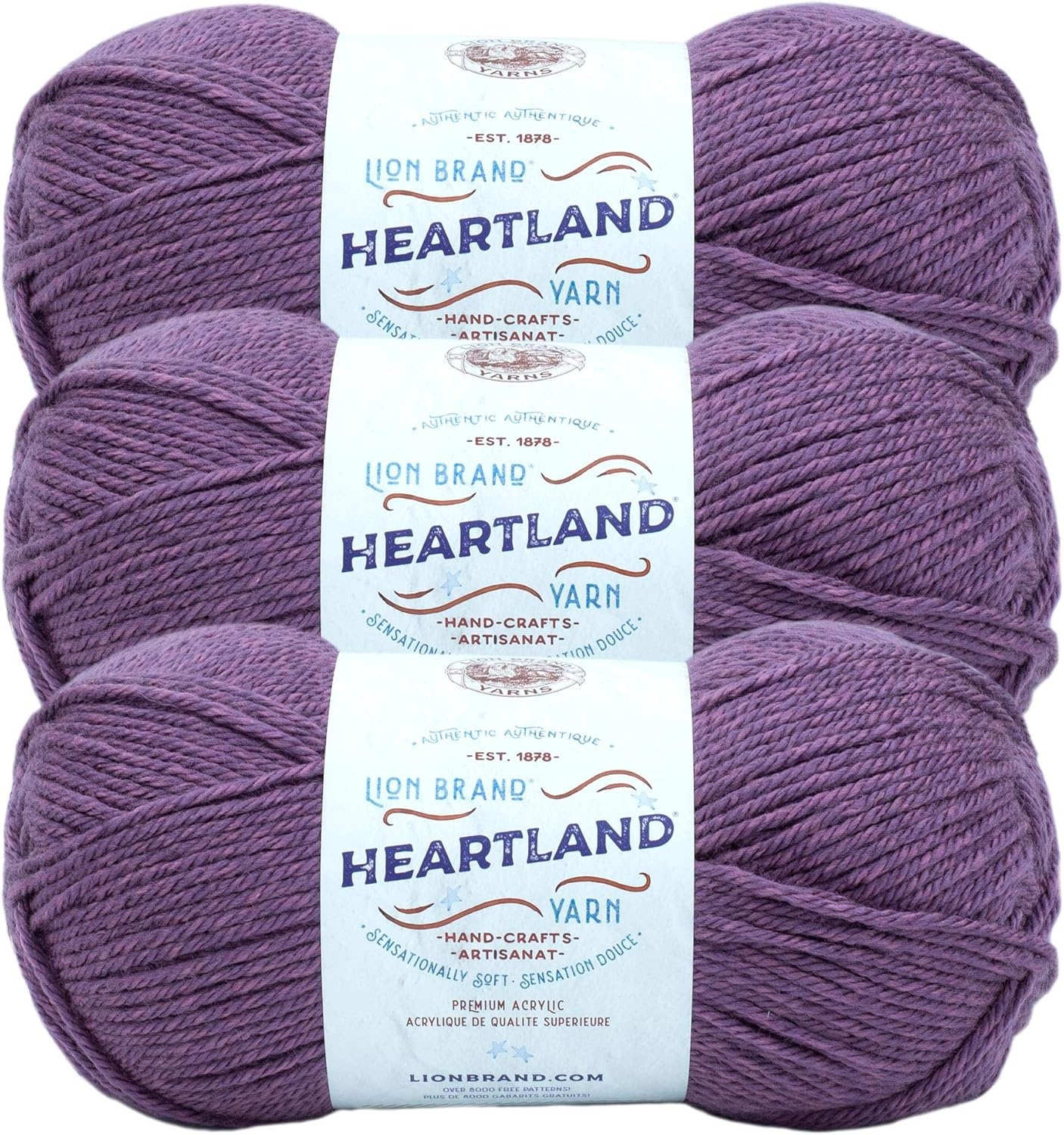 image:imageLion Brand Yarn Heartland Yarn WorstedWeight Yarn for Knitting Crocheting and Crafting 3 Pack Indiana DunesKobuk Valley