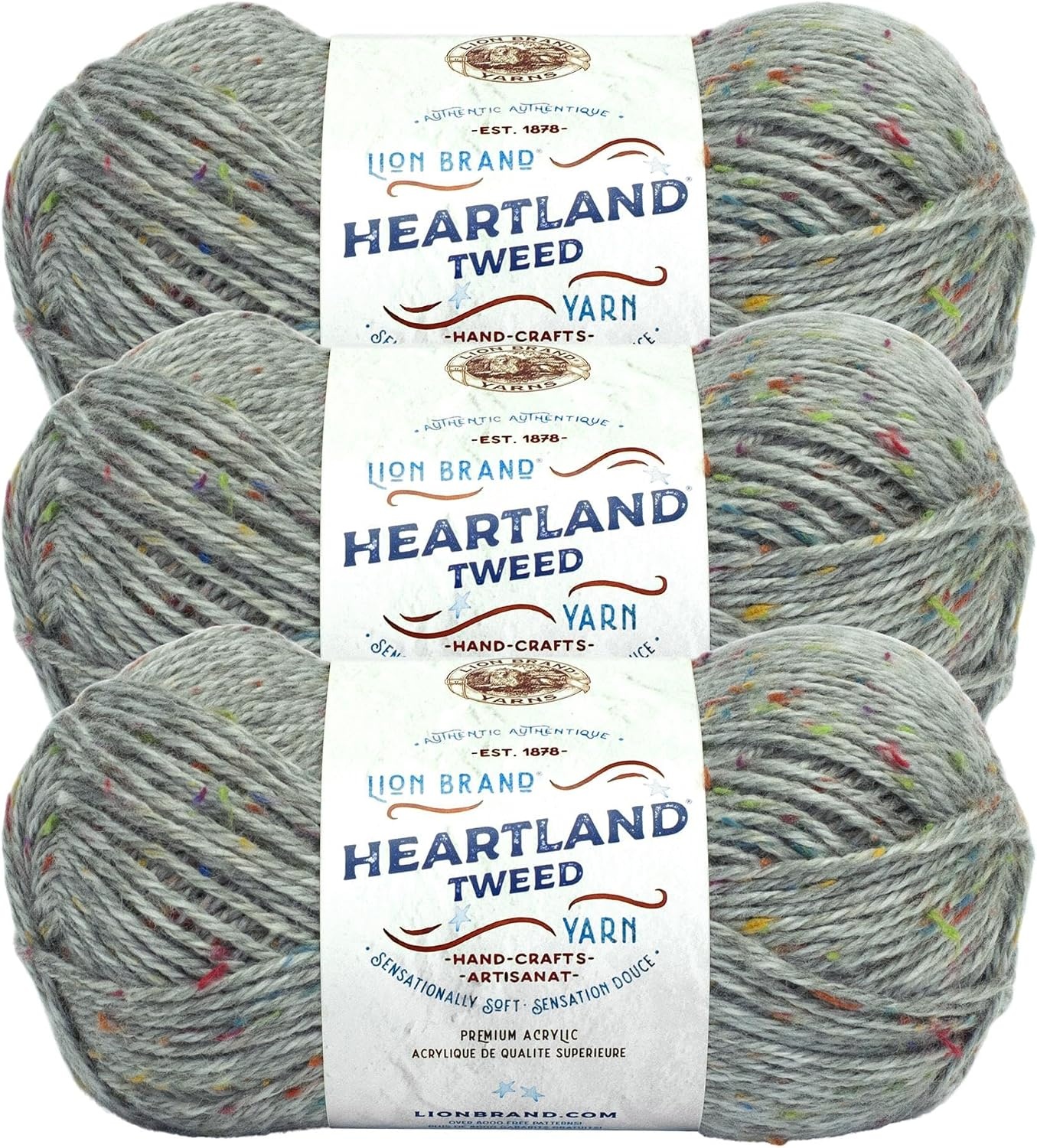image:imageLion Brand Yarn Heartland Yarn WorstedWeight Yarn for Knitting Crocheting and Crafting 3 Pack Indiana DunesMount Rainier Tweed