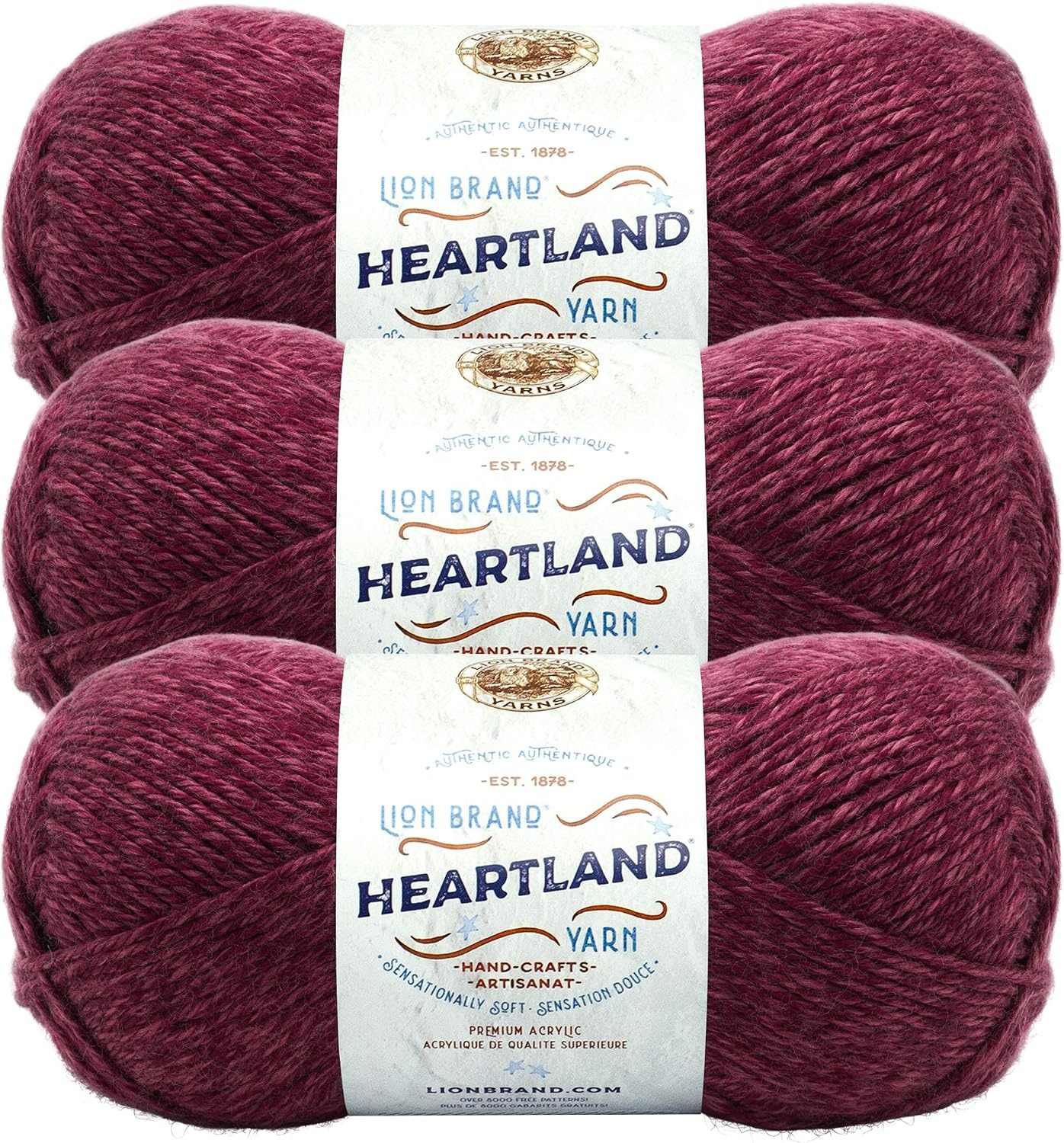 image:imageLion Brand Yarn Heartland Yarn WorstedWeight Yarn for Knitting Crocheting and Crafting 3 Pack Indiana DunesMulticolor