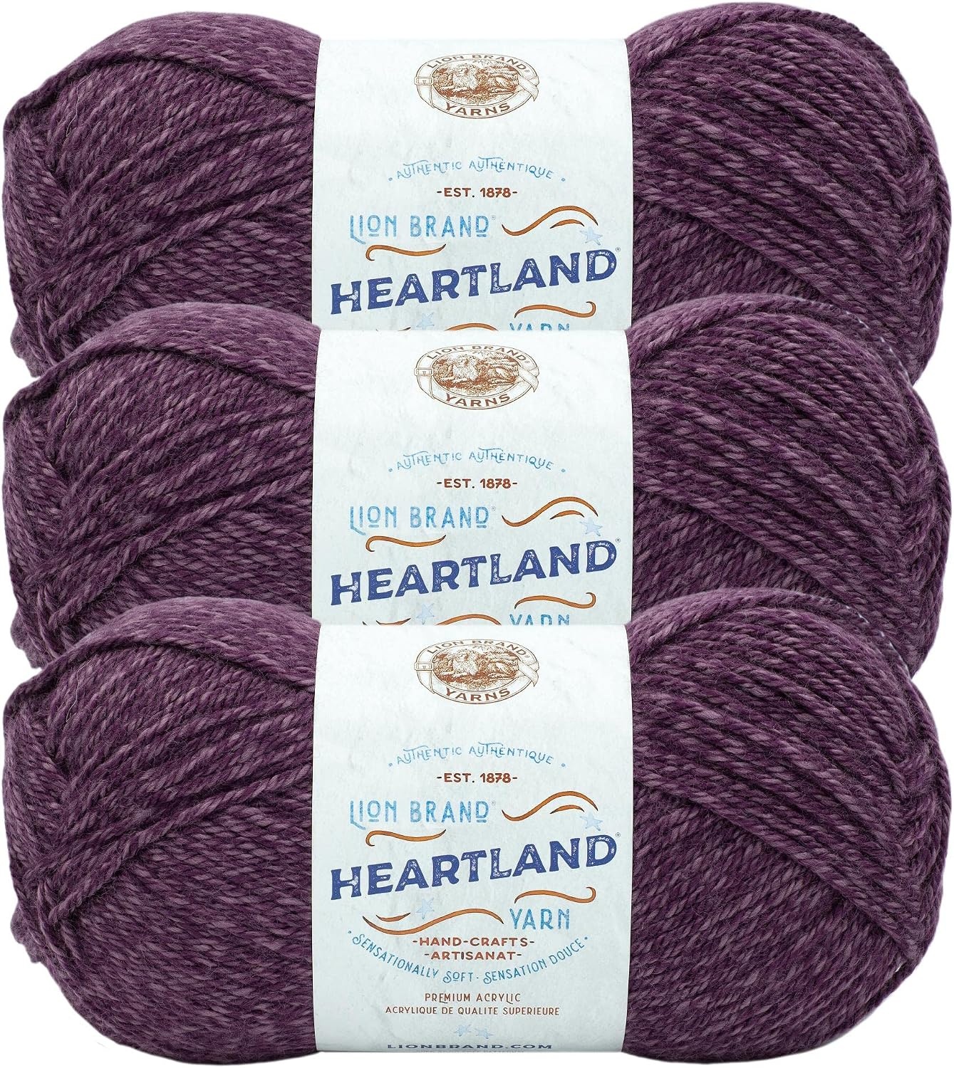 image:imageLion Brand Yarn Heartland Yarn WorstedWeight Yarn for Knitting Crocheting and Crafting 3 Pack Indiana DunesNew River Gorge