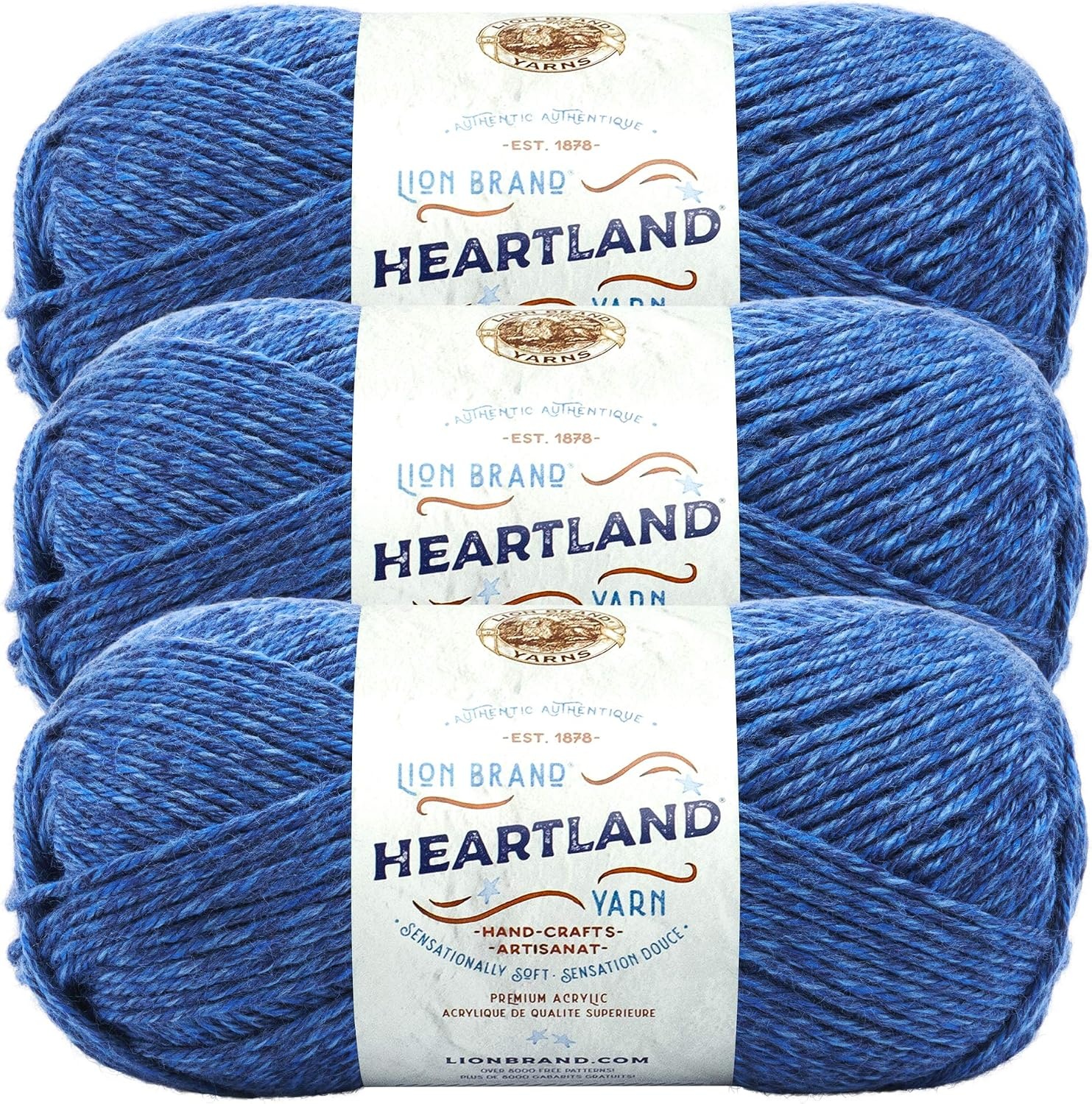 image:imageLion Brand Yarn Heartland Yarn WorstedWeight Yarn for Knitting Crocheting and Crafting 3 Pack Indiana DunesOlympic