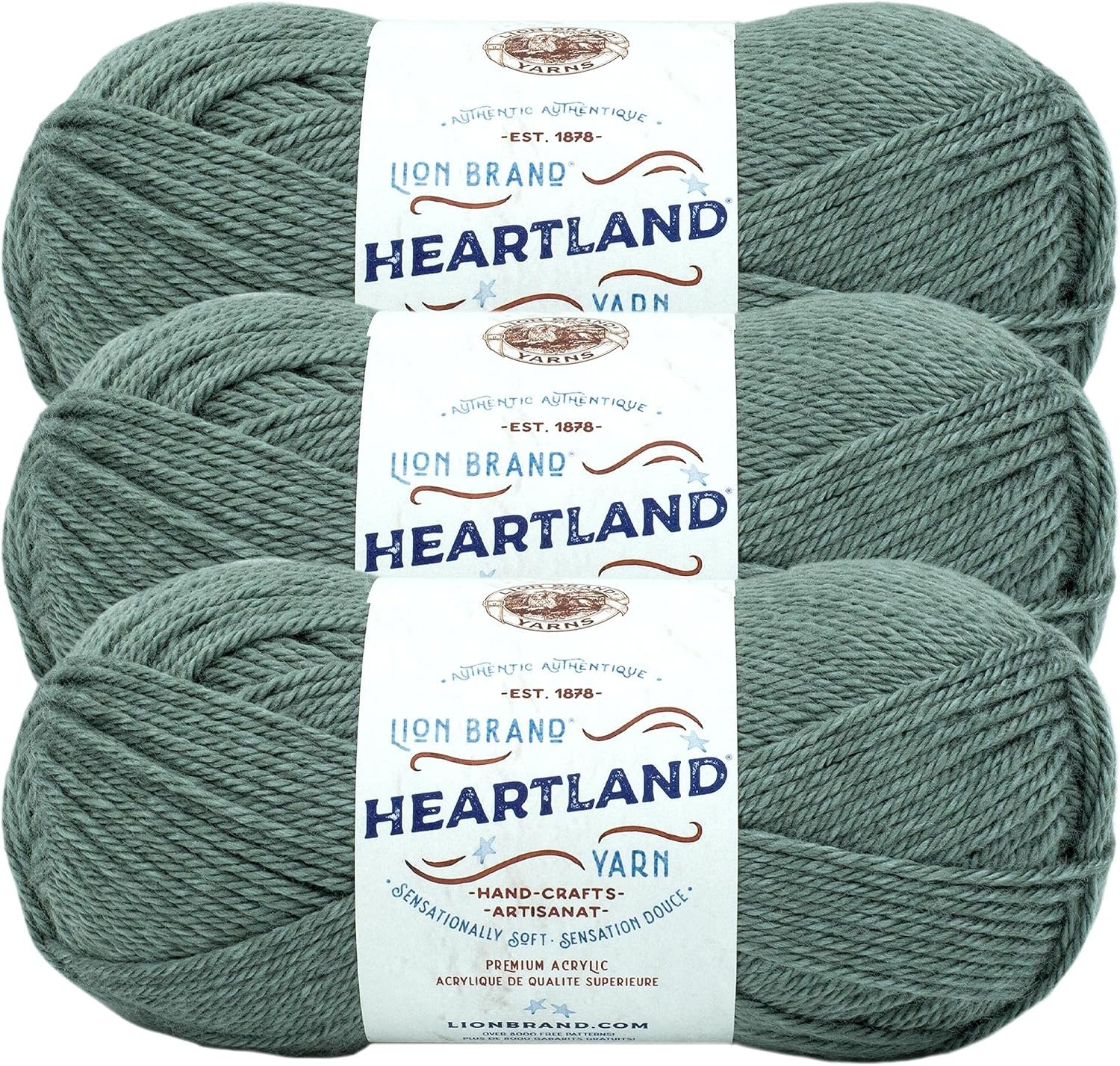 image:imageLion Brand Yarn Heartland Yarn WorstedWeight Yarn for Knitting Crocheting and Crafting 3 Pack Indiana DunesPetrified Forest