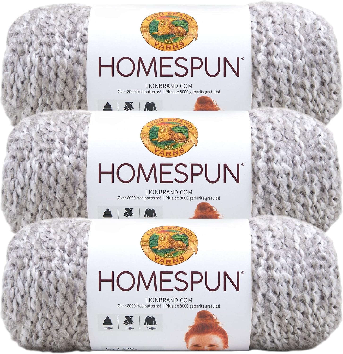 image:imageLion Brand Yarn Homespun Yarn Soft Bulky Yarn for Knitting Crocheting and Crafting 1 pack WildfireClouds