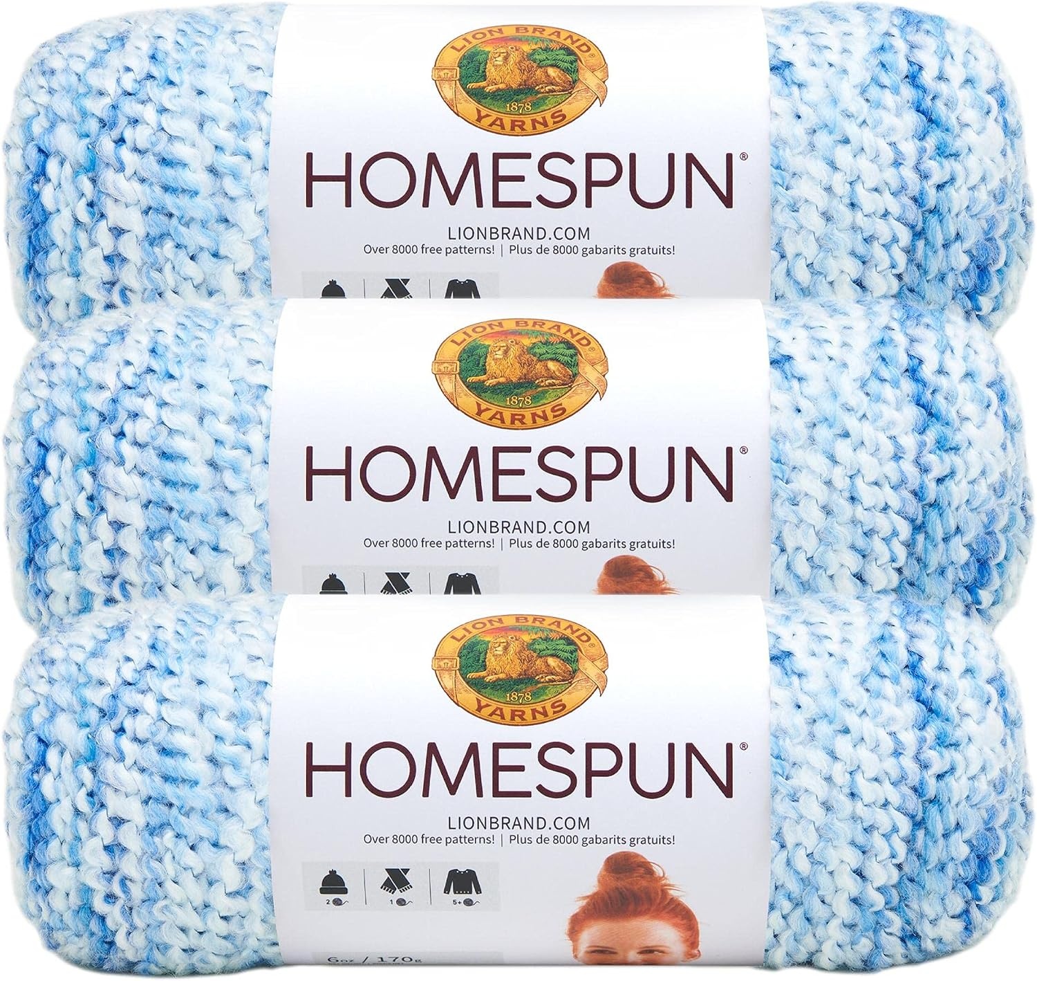 image:imageLion Brand Yarn Homespun Yarn Soft Bulky Yarn for Knitting Crocheting and Crafting 1 pack WildfireDelft