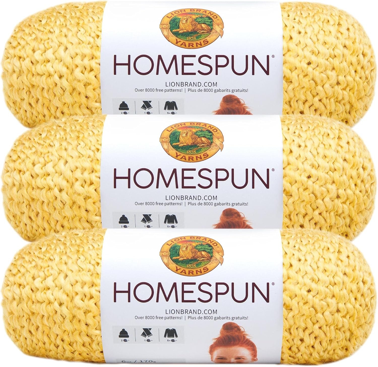 image:imageLion Brand Yarn Homespun Yarn Soft Bulky Yarn for Knitting Crocheting and Crafting 1 pack WildfireGolden