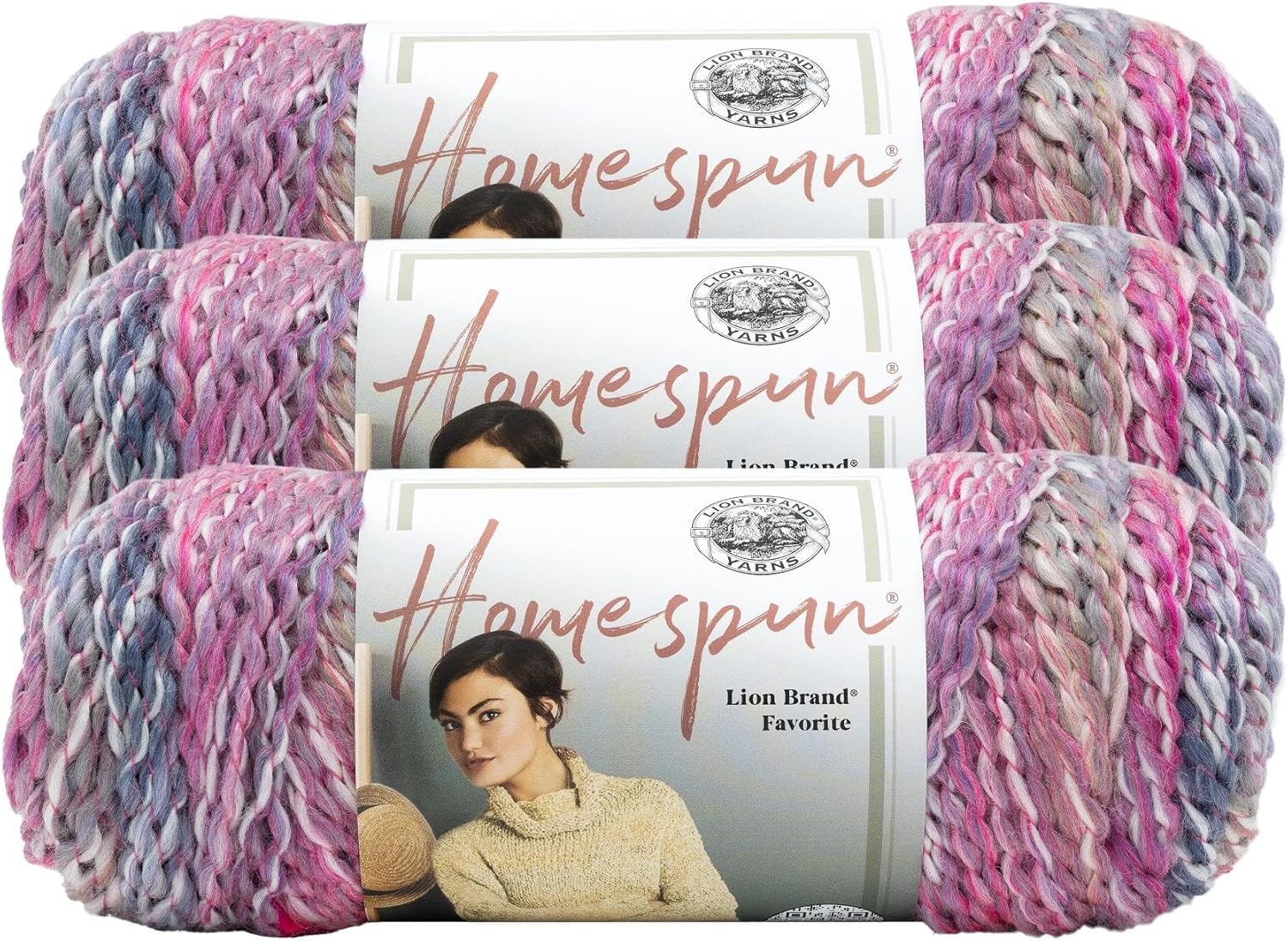 image:imageLion Brand Yarn Homespun Yarn Soft Bulky Yarn for Knitting Crocheting and Crafting 1 pack WildfireMixed Berries