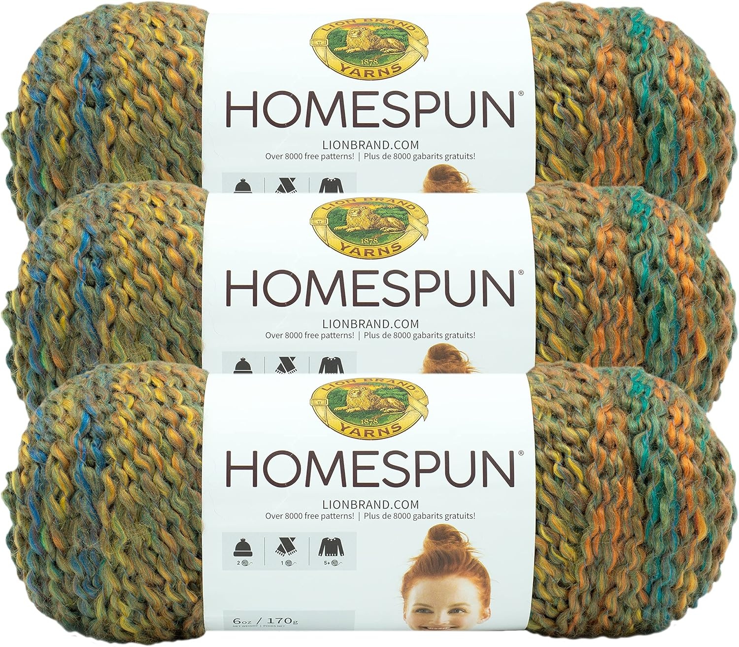 image:imageLion Brand Yarn Homespun Yarn Soft Bulky Yarn for Knitting Crocheting and Crafting 1 pack WildfirePainted Desert