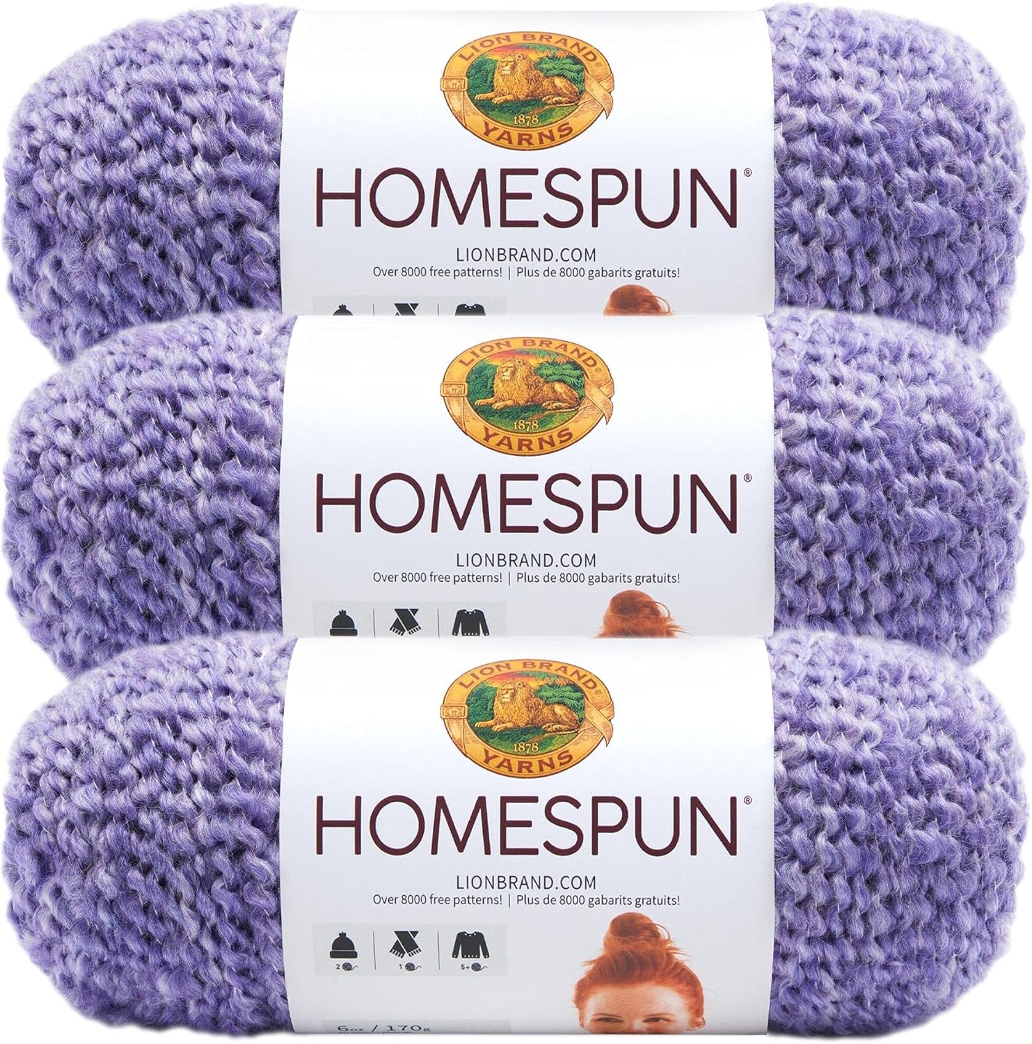 image:imageLion Brand Yarn Homespun Yarn Soft Bulky Yarn for Knitting Crocheting and Crafting 1 pack WildfirePurple Aster
