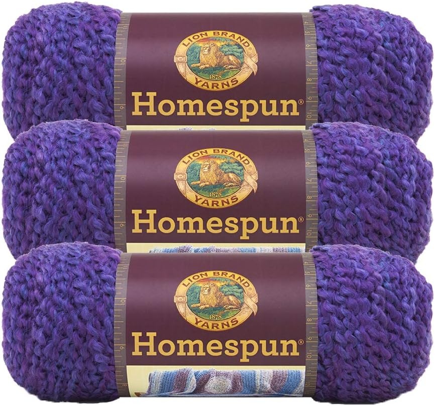 image:imageLion Brand Yarn Homespun Yarn Soft Bulky Yarn for Knitting Crocheting and Crafting 1 pack WildfirePurple Haze