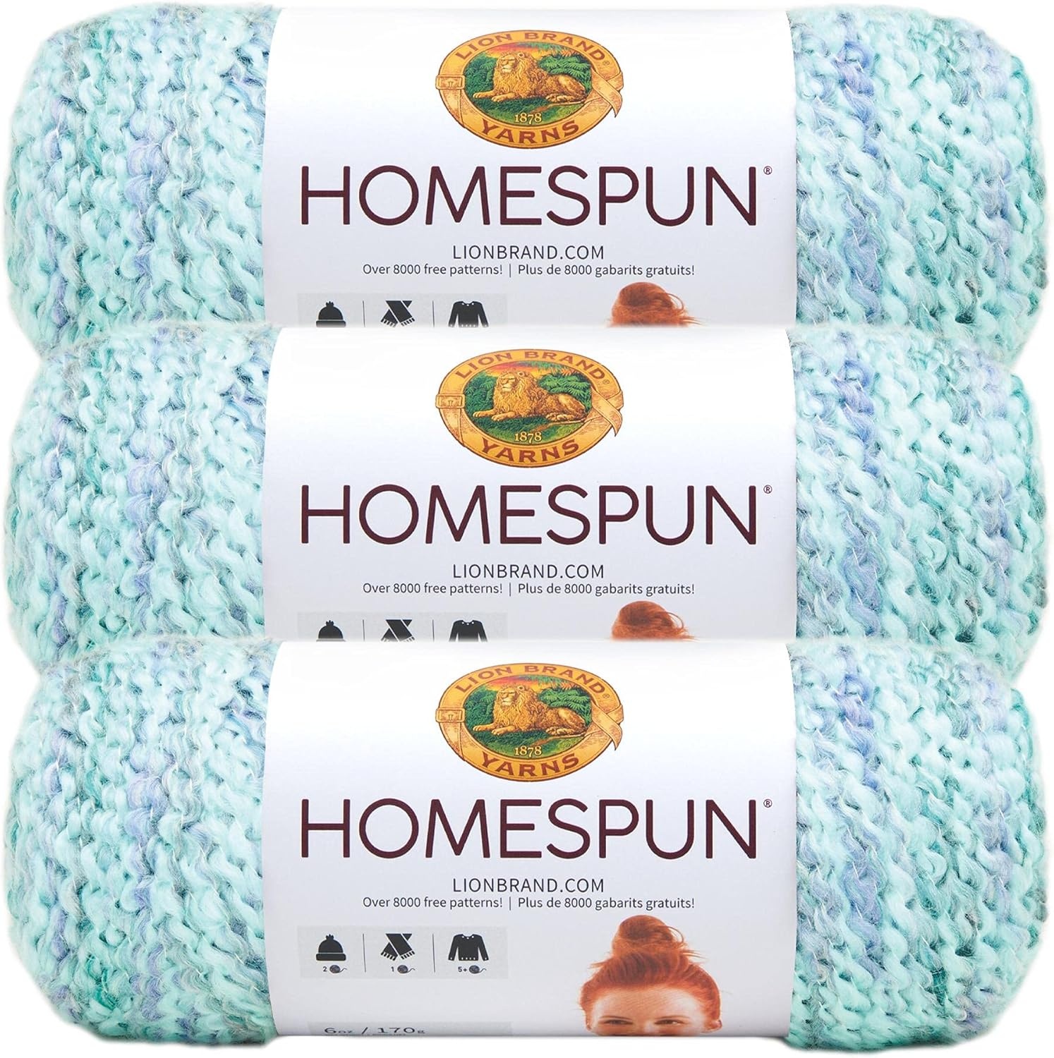 image:imageLion Brand Yarn Homespun Yarn Soft Bulky Yarn for Knitting Crocheting and Crafting 1 pack WildfireWaterfall