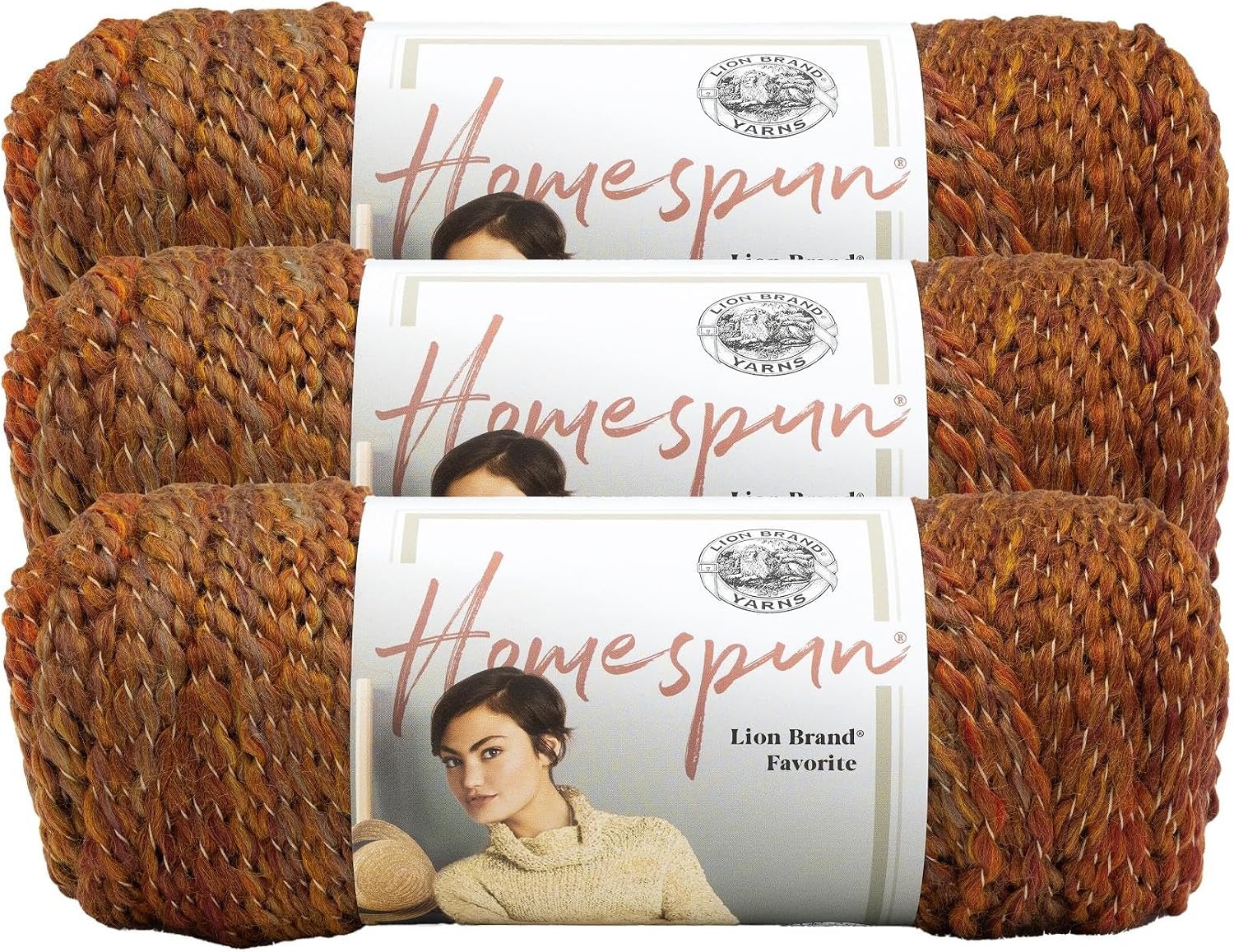 image:imageLion Brand Yarn Homespun Yarn Soft Bulky Yarn for Knitting Crocheting and Crafting 1 pack WildfireWildfire