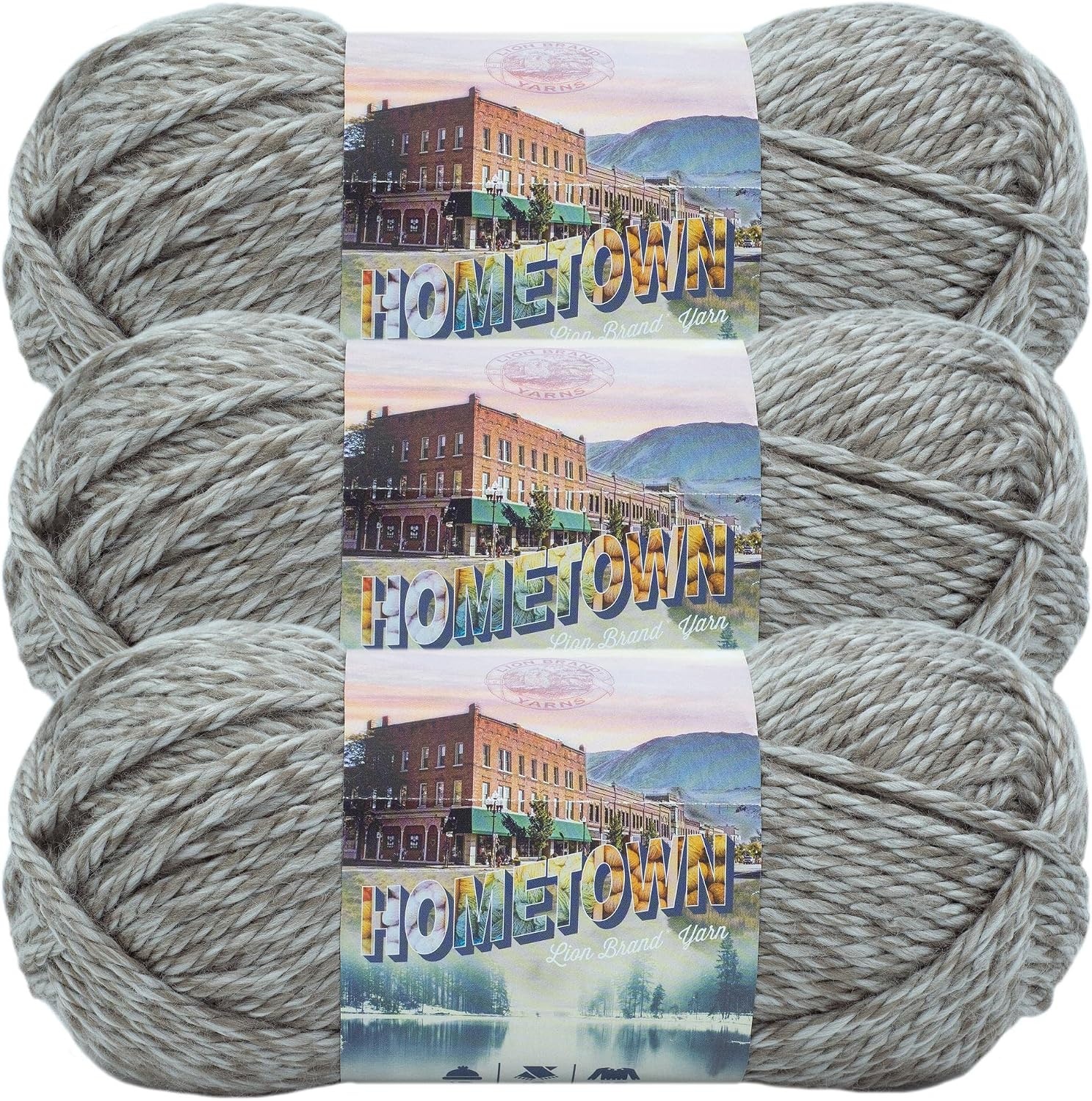 image:imageLion Brand Yarn Hometown Super Bulky Yarn 50 Shades Pack 12 SkeinsBellefontaine Concrete