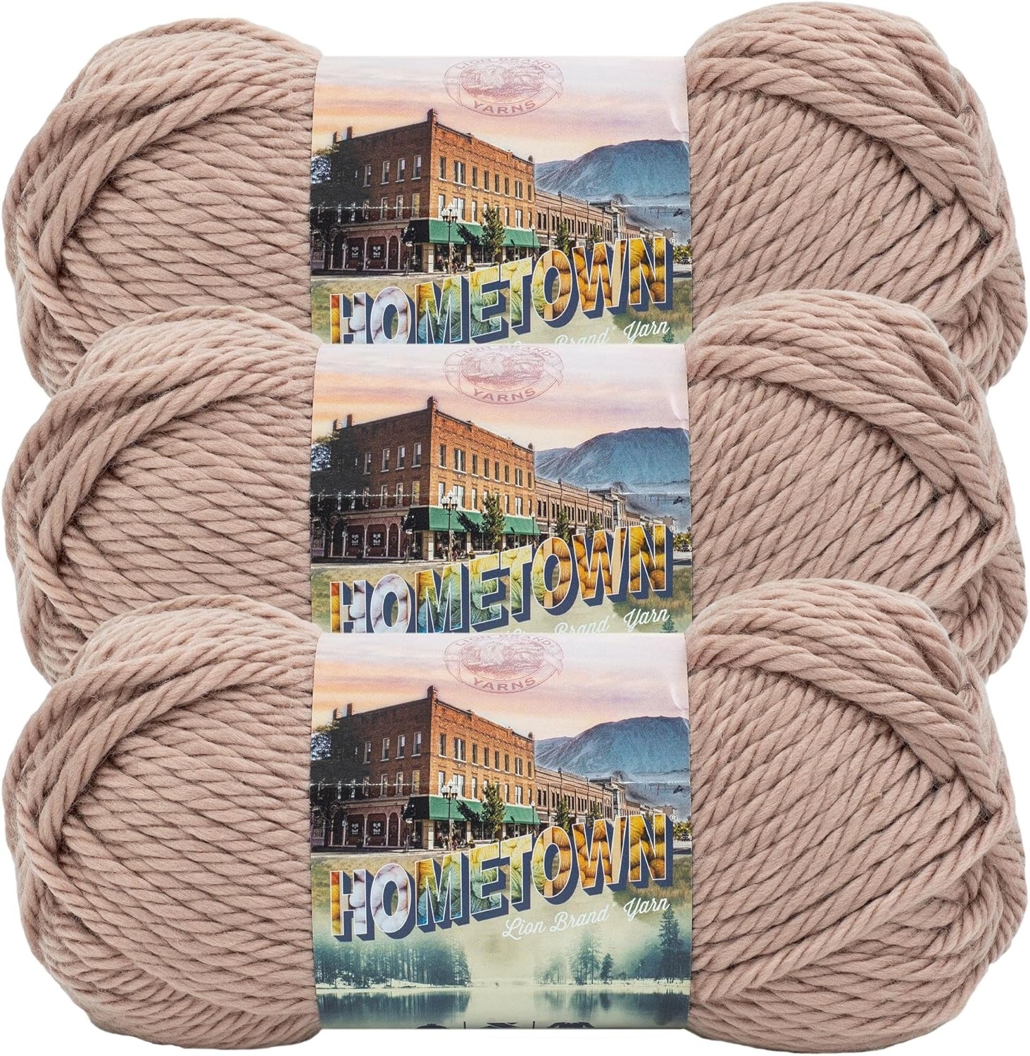 image:imageLion Brand Yarn Hometown Super Bulky Yarn 50 Shades Pack 12 SkeinsHighland Park Beige