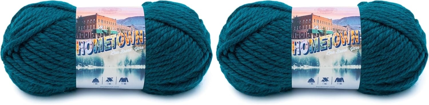 image:imageLion Brand Yarn Hometown Super Bulky Yarn 50 Shades Pack 12 SkeinsPeacock