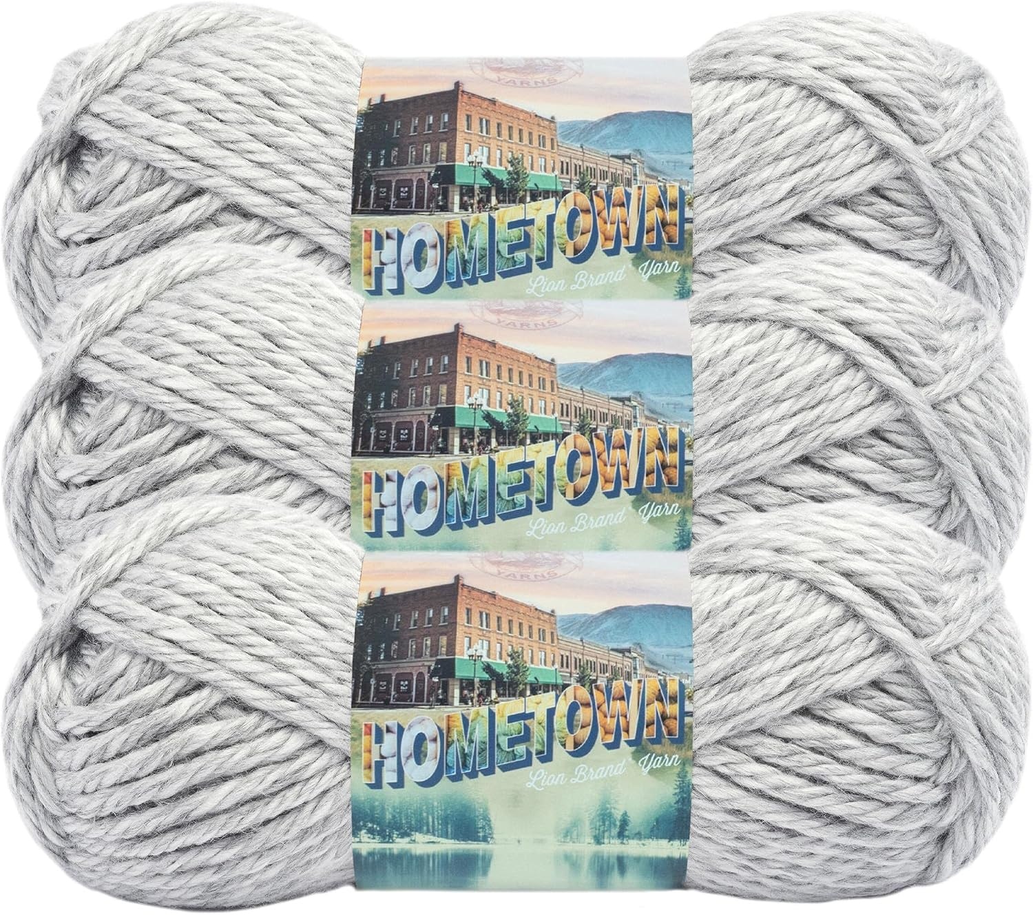 image:imageLion Brand Yarn Hometown Super Bulky Yarn 50 Shades Pack 12 SkeinsSpringfield Silver