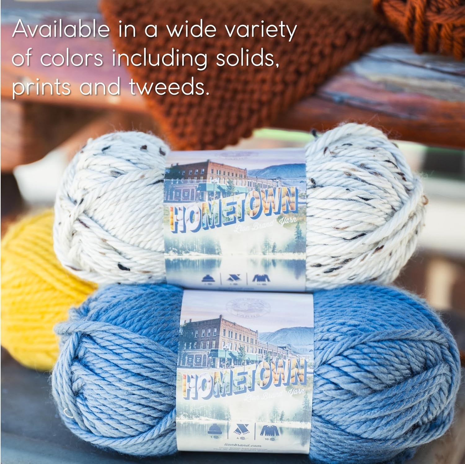image:imageLion Brand Yarn Hometown Yarn Bulky Yarn Yarn for Knitting and Crocheting 1Pack Anchorage IceSyracuse Orange