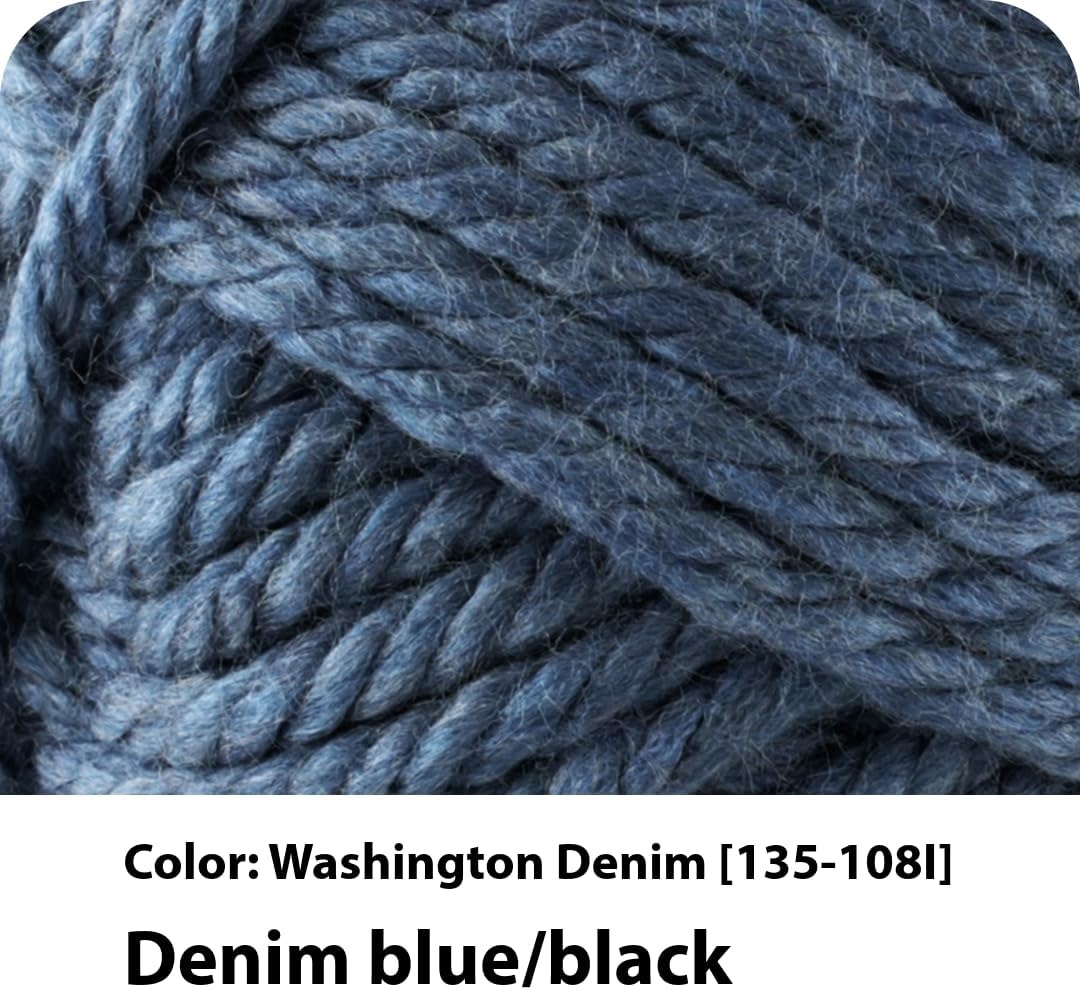 image:imageLion Brand Yarn Hometown Yarn SuperBulky Yarn for Knitting Crocheting and Crafting 1 Pack Cambridge Tweed Super Bulky Acrylic Fiber for Warm Crochet Blankets Knit Winter Hats Chunky Cardigans Soft Scarves WeavingWashington Denim