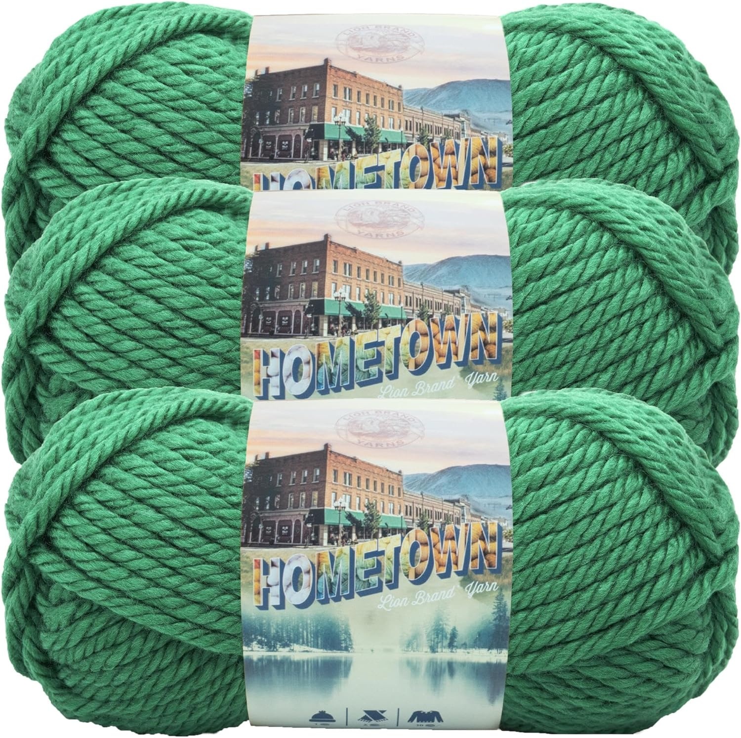image:imageLion Brand Yarn Hometown Yarn SuperBulky Yarn for Knitting Crocheting and Crafting 1 Pack Cambridge Tweed Super Bulky Acrylic Fiber for Warm Crochet Blankets Knit Winter Hats Chunky Cardigans Soft Scarves WeavingGreen Bay