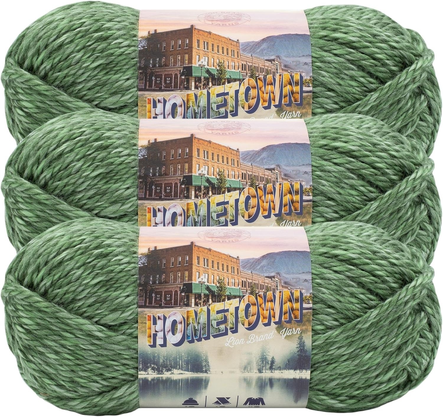 image:imageLion Brand Yarn Hometown Yarn SuperBulky Yarn for Knitting Crocheting and Crafting 1 Pack Reseda Dojo Super Bulky Acrylic Fiber for Warm Crochet Blankets Knit Winter Hats Chunky Cardigans Soft Scarves WeavingEverglades