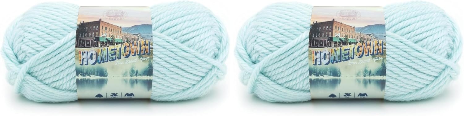 image:imageLion Brand Yarn Hometown Yarn SuperBulky Yarn for Knitting Crocheting and Crafting 1 Pack Reseda Dojo Super Bulky Acrylic Fiber for Warm Crochet Blankets Knit Winter Hats Chunky Cardigans Soft Scarves WeavingLouisville Julep