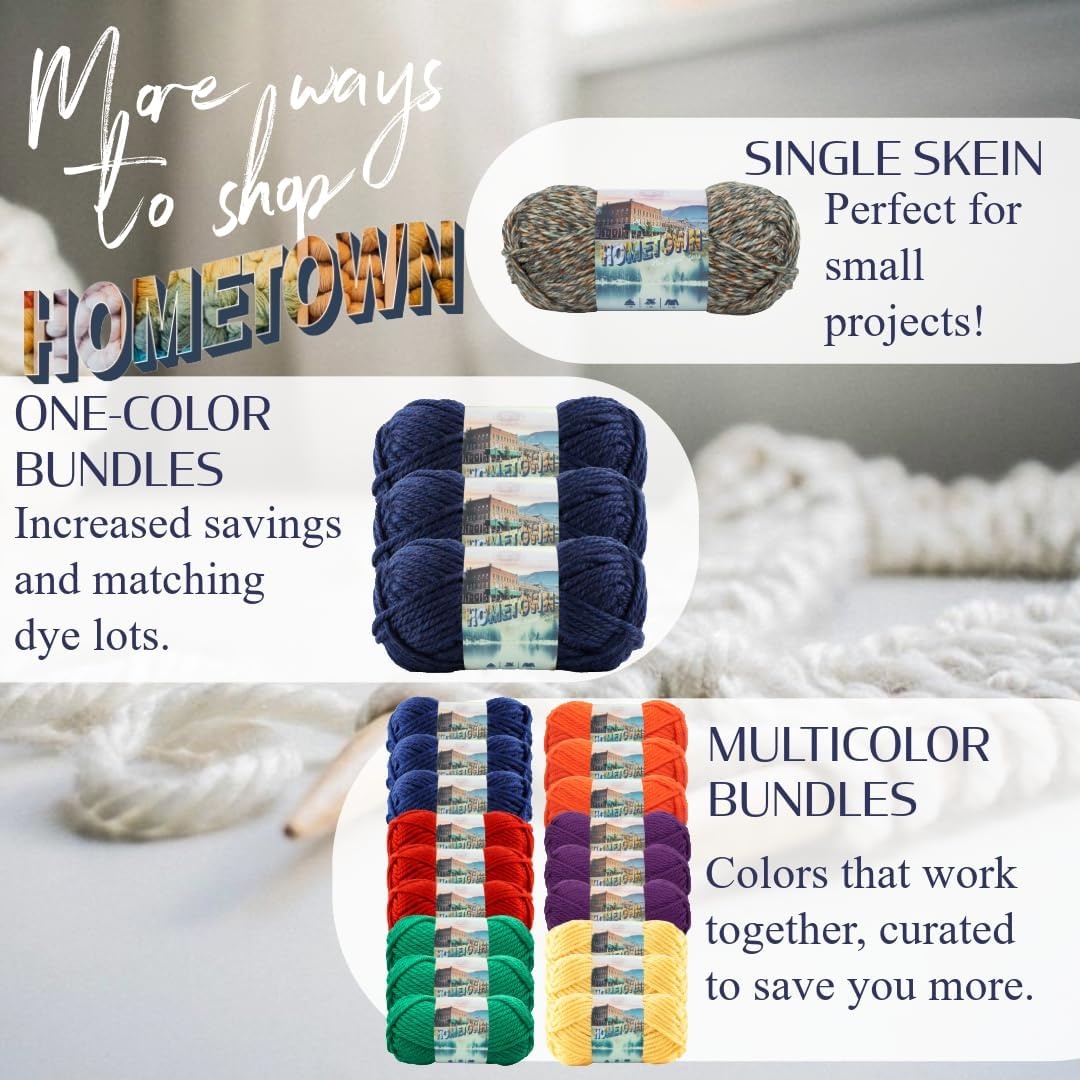 image:imageLion Brand Yarn Hometown Yarn SuperBulky Yarn for Knitting Crocheting and Crafting 1 Pack Reseda Dojo Super Bulky Acrylic Fiber for Warm Crochet Blankets Knit Winter Hats Chunky Cardigans Soft Scarves WeavingSpringfield Silver