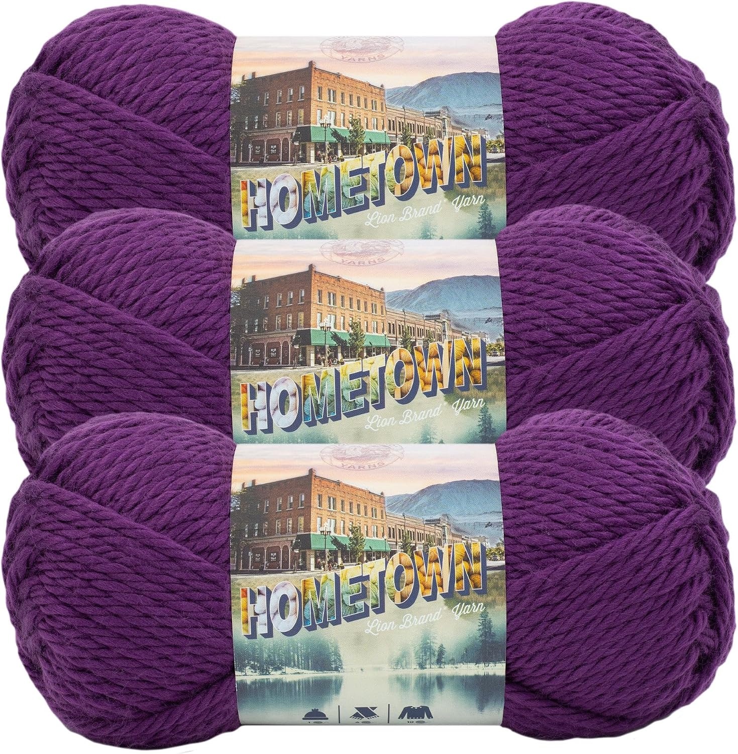 image:imageLion Brand Yarn Hometown Yarn SuperBulky Yarn for Knitting Crocheting and Crafting 1 Pack Reseda Dojo Super Bulky Acrylic Fiber for Warm Crochet Blankets Knit Winter Hats Chunky Cardigans Soft Scarves WeavingPortland Wine