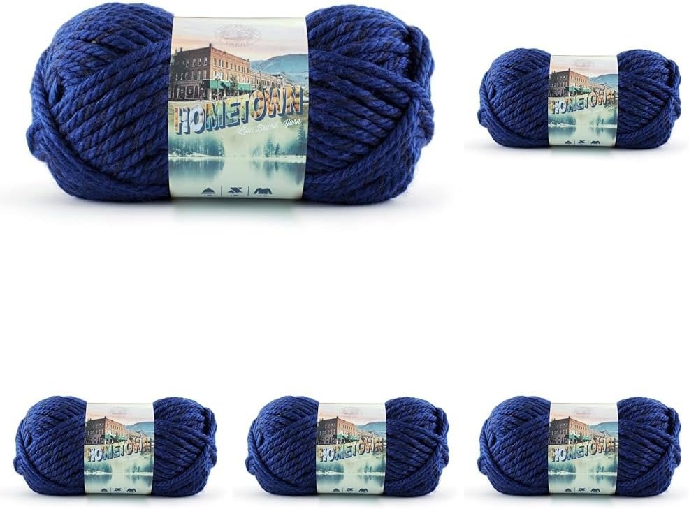 image:imageLion Brand Yarn Hometown Yarn SuperBulky Yarn for Knitting Crocheting and Crafting 1 Pack Reseda Dojo Super Bulky Acrylic Fiber for Warm Crochet Blankets Knit Winter Hats Chunky Cardigans Soft Scarves WeavingFort Worth Blue